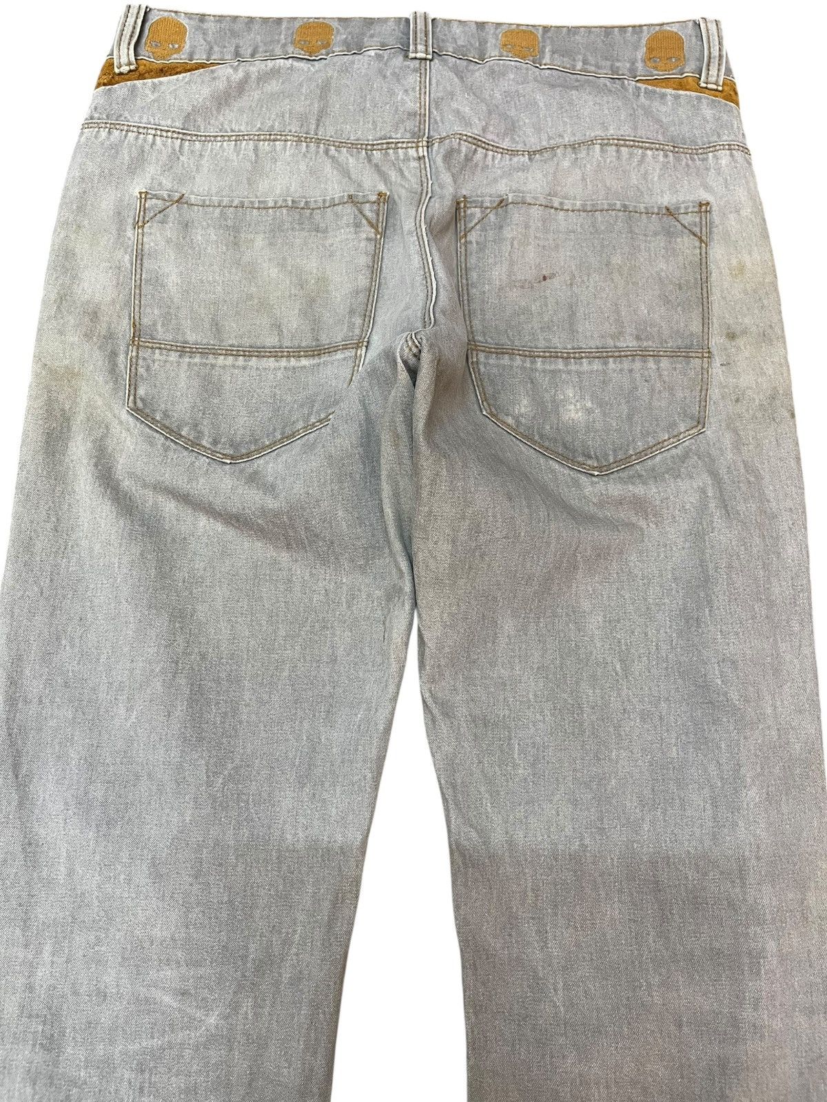 HYDROGEN Vintage Hydrogen Italy Skulls Embroidery Distressed Denim Size US 30 / EU 46 - 8 Thumbnail