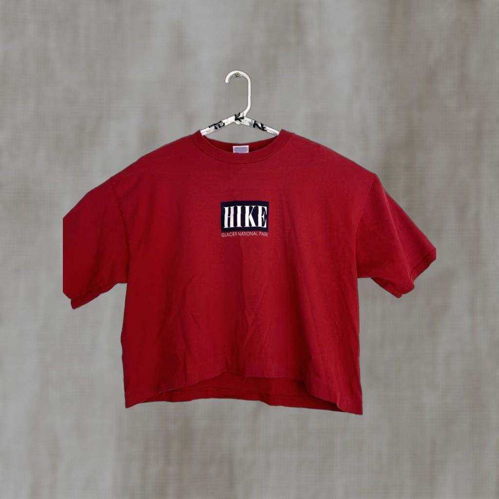 Jerzees VINTAGE Jerzees Red Cropped T Shirt Glacier National Park Womens L Shirt Short Sleeve 90s Mens? Size L / US 10 / IT 46 - 1 Thumbnail