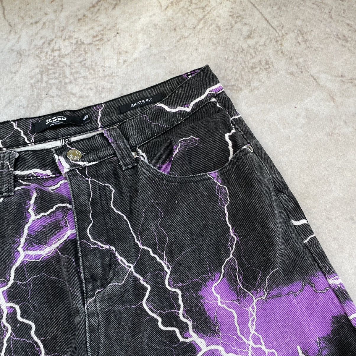 Jaded London × Japanese Brand Jaded London Purple Thunder Bolt Skate Fit Baggy Y2K Jeans Size US 32 / EU 48 - 5 Thumbnail