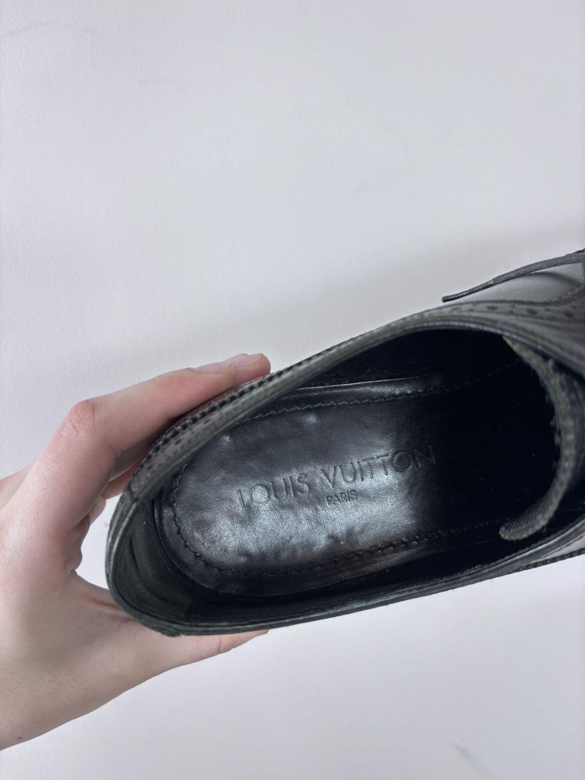 Louis Vuitton Louis Vuitton Men’s Black Leather Wingtip Derby Brogue Shoes Size US 10 / EU 43 - 15 Thumbnail