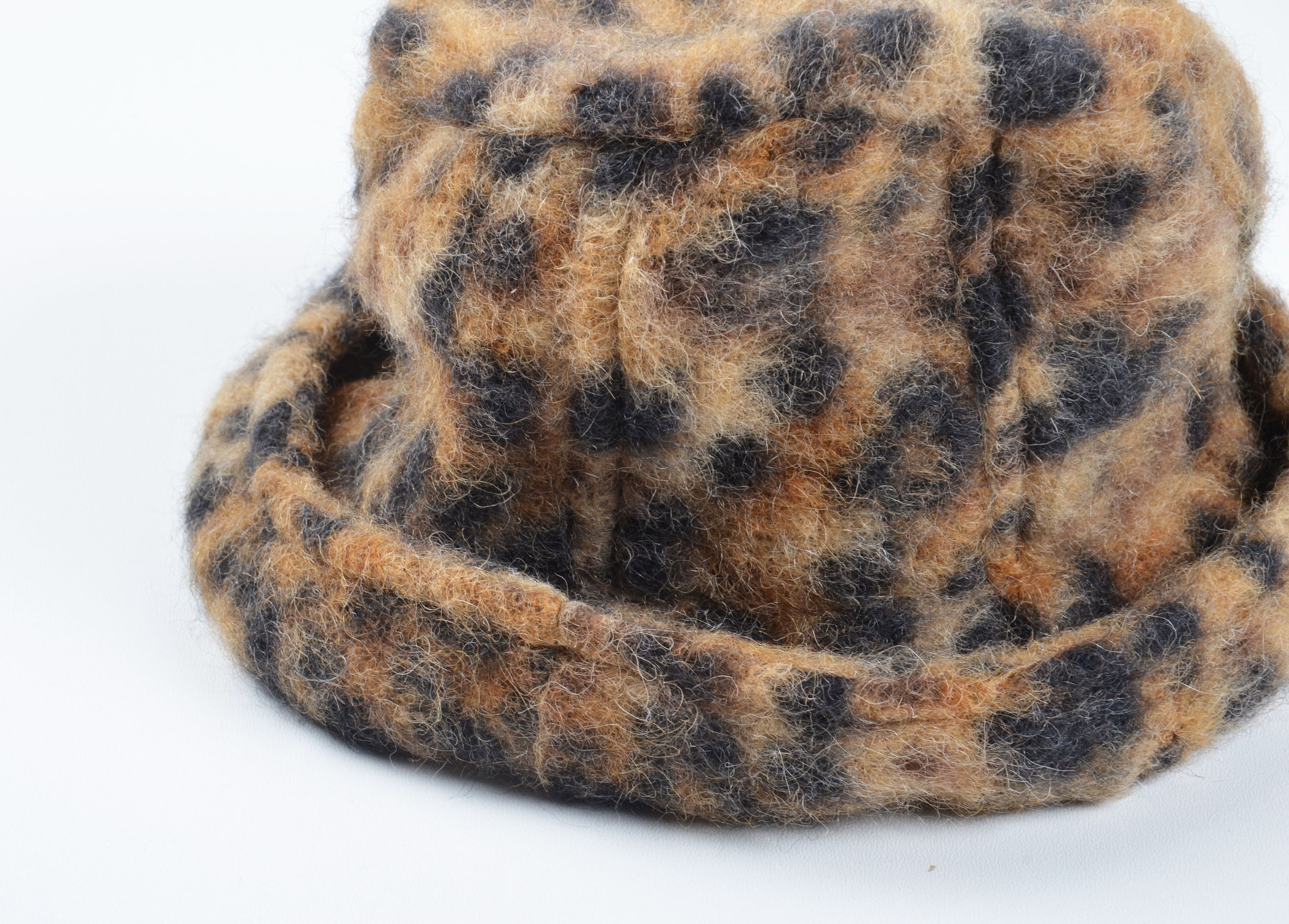 Other Olsen Leopard Fuzzy Bucket Hat Soft Wool Alpaka Blend Y2K Size ONE SIZE - 2 Thumbnail
