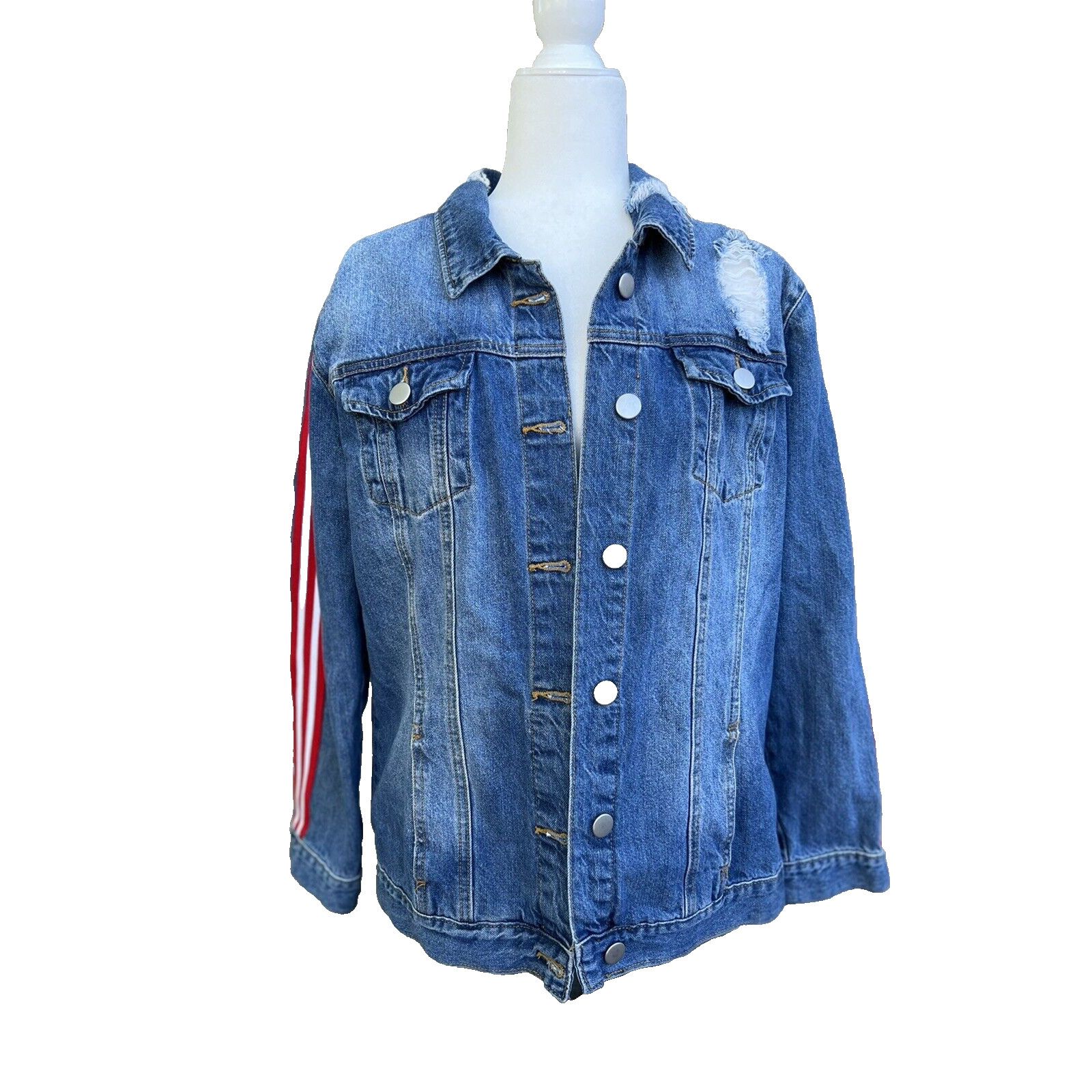 Mason's Ashley Mason distressed denim jacket women size S A000223 Size S / US 4 / IT 40 - 2 Thumbnail