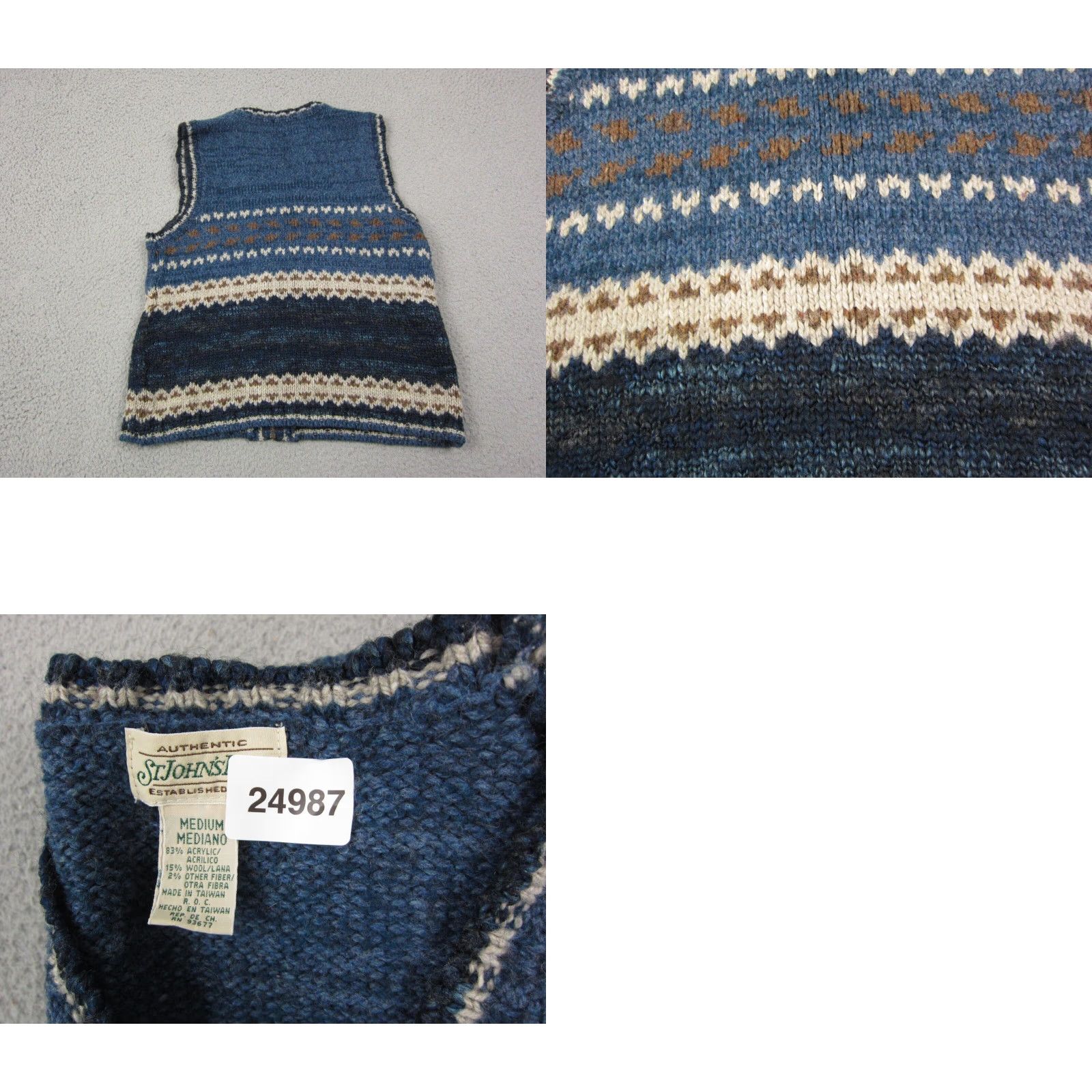 Vintage VINTAGE St. Johns Bay Vest Womens M Blue Fair Isle Knit Full Zip Up Ladies Shirt Size M / US 6-8 / IT 42-44 - 8 Thumbnail