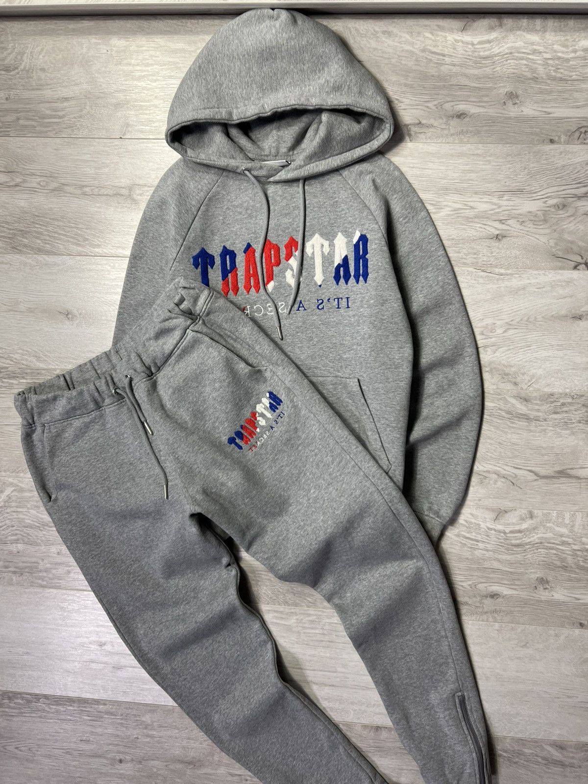 Rare Grey Chenille Trapstar London Tracksuit Hoodie Pants