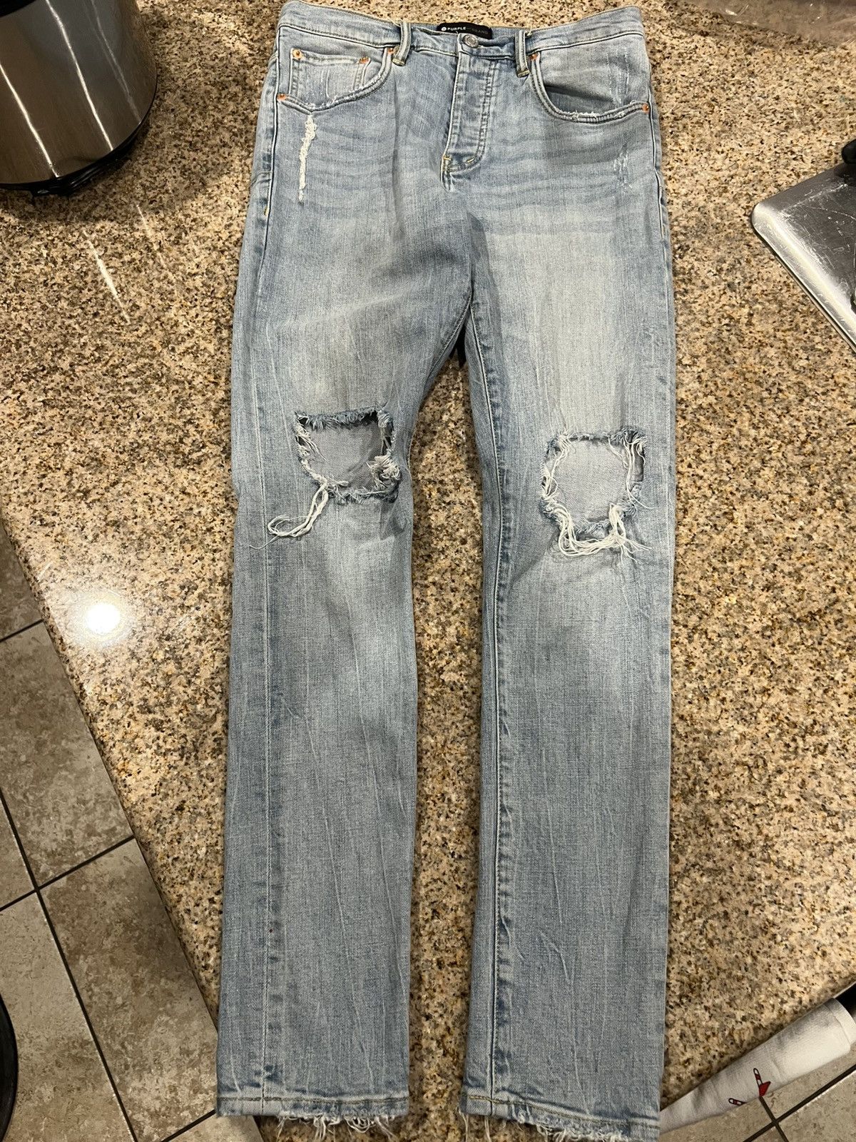Purple Brand Purple jeans light blue ripped Size US 31 - 1 Thumbnail
