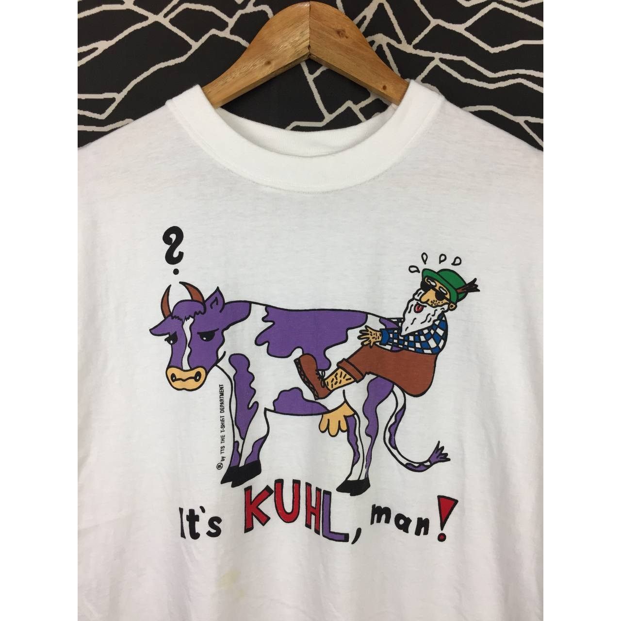 Vintage Vtg 00s It's kuhl, Man! Cow Cartoon Graphic Funny Humor Tee Size US L / EU 52-54 / 3 - 3 Thumbnail