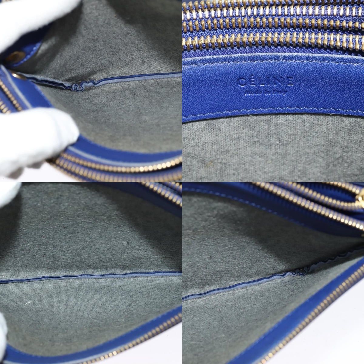 Celine CELINE Trio Shoulder Bag Leather Blue Gold Size ONE SIZE - 13 Thumbnail