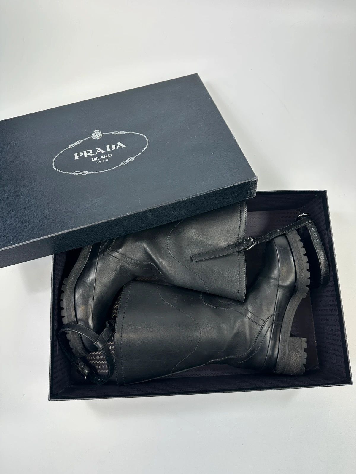 Prada Prada Milano FW2009 Black Leather Garter Strap Boots Size US 6.5 / IT 36.5 - 16 Thumbnail
