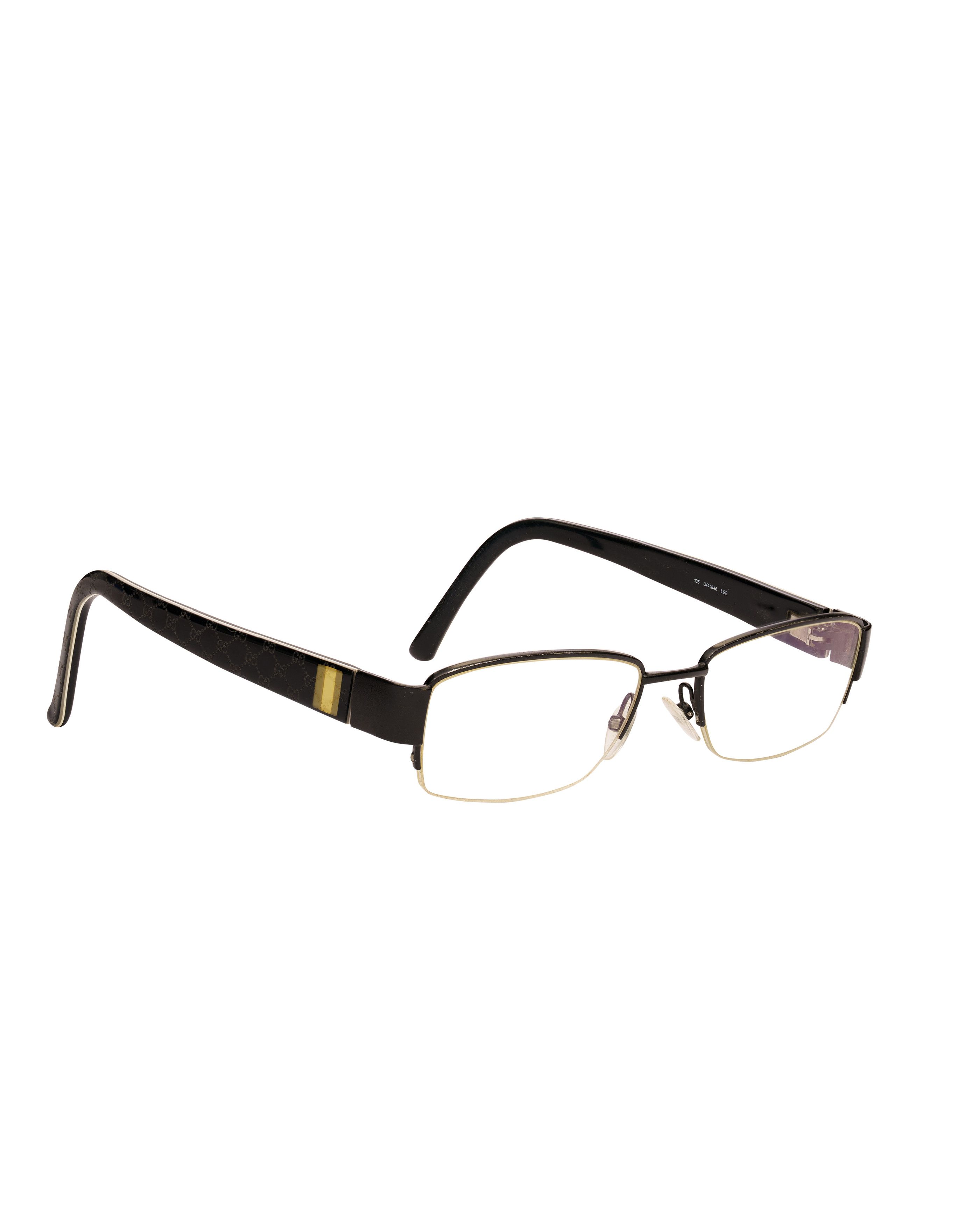 Gucci Gucci '90s Black Monogram Half-Rim Glasses Size ONE SIZE - 1 Thumbnail
