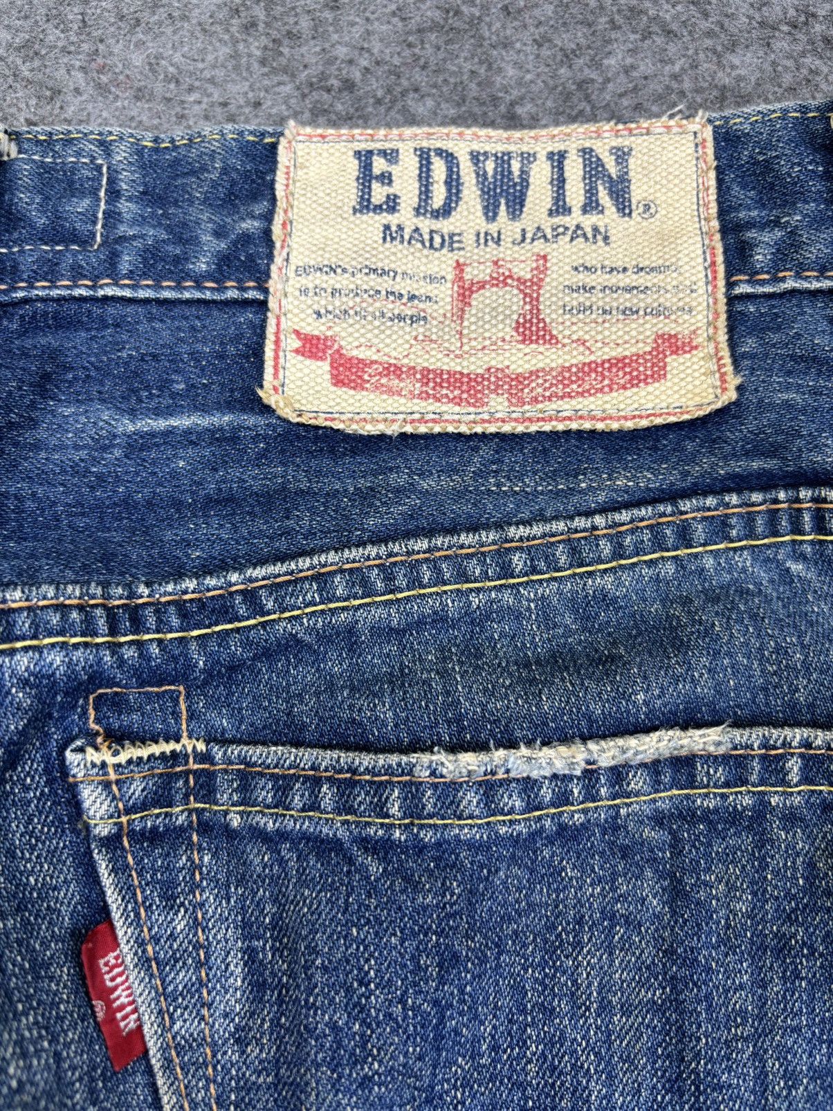💥Insane 90s Style💥Vintage Edwin 504 Raw Fades Denim F898