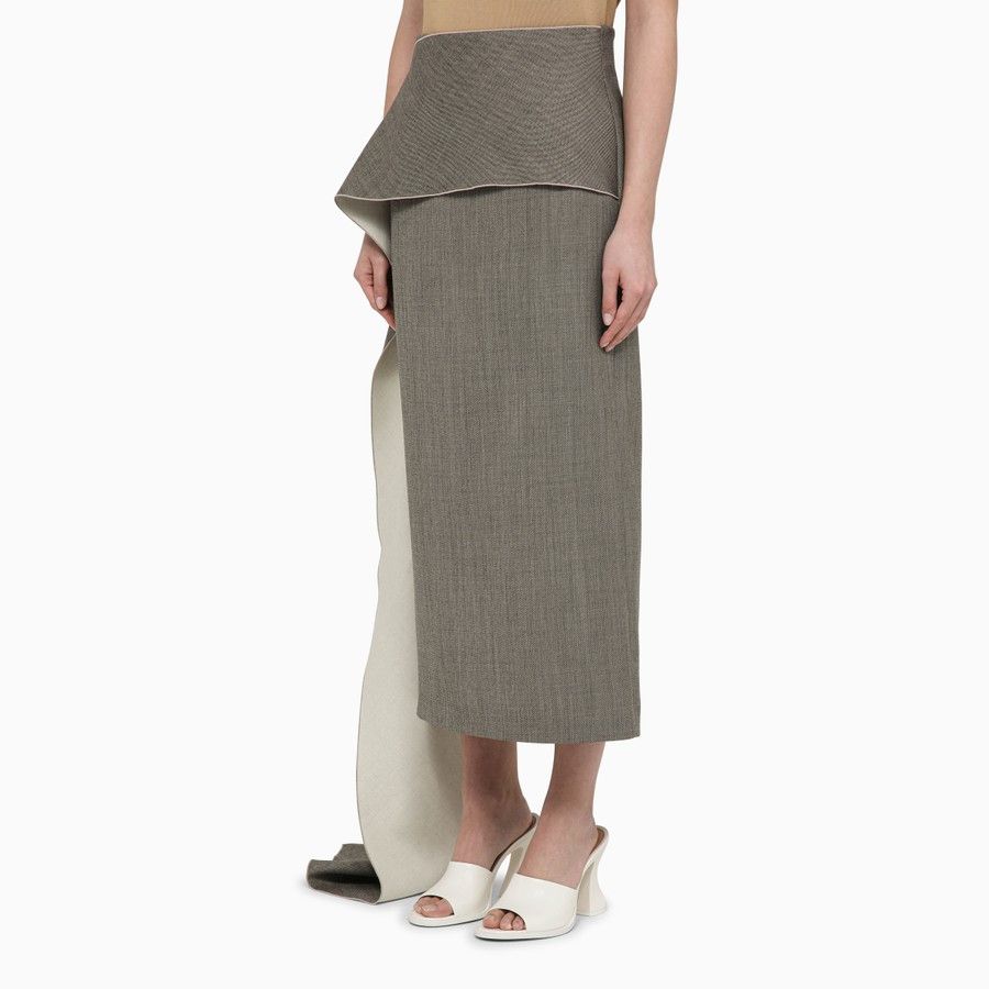 The Row o1d2blof1024 Wool Skirt With Side Train in White & Black Size 27" / US 4 / IT 40 - 3 Thumbnail
