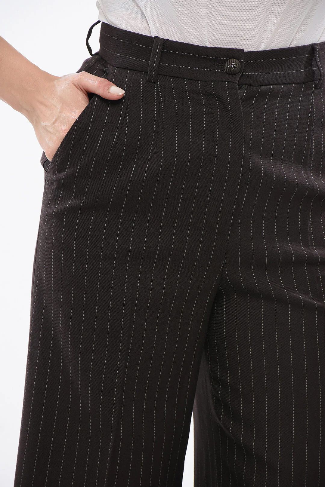 Dolce & Gabbana og1mm0426 High-Waisted Pinstriped Pant in Brown Size 27" / US 4 / IT 40 - 3 Thumbnail