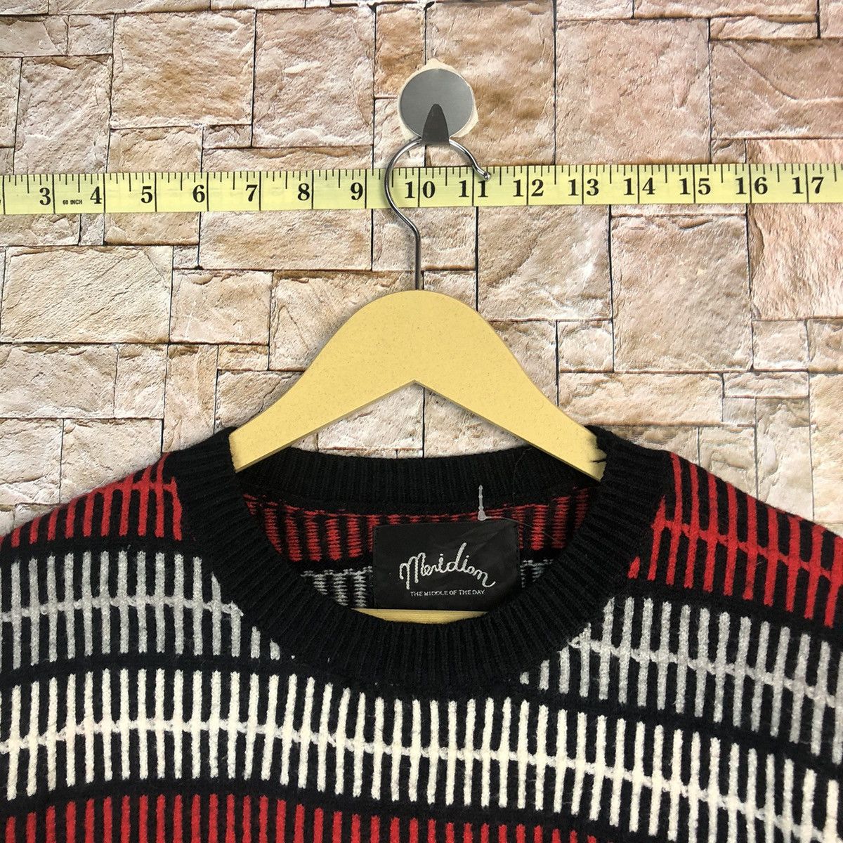Homespun Knitwear × Japanese Brand × OVER THE STRiPES Merldiom Red stripe Knitwear sweatshirt #A772 Size S / US 4 / IT 40 - 4 Thumbnail