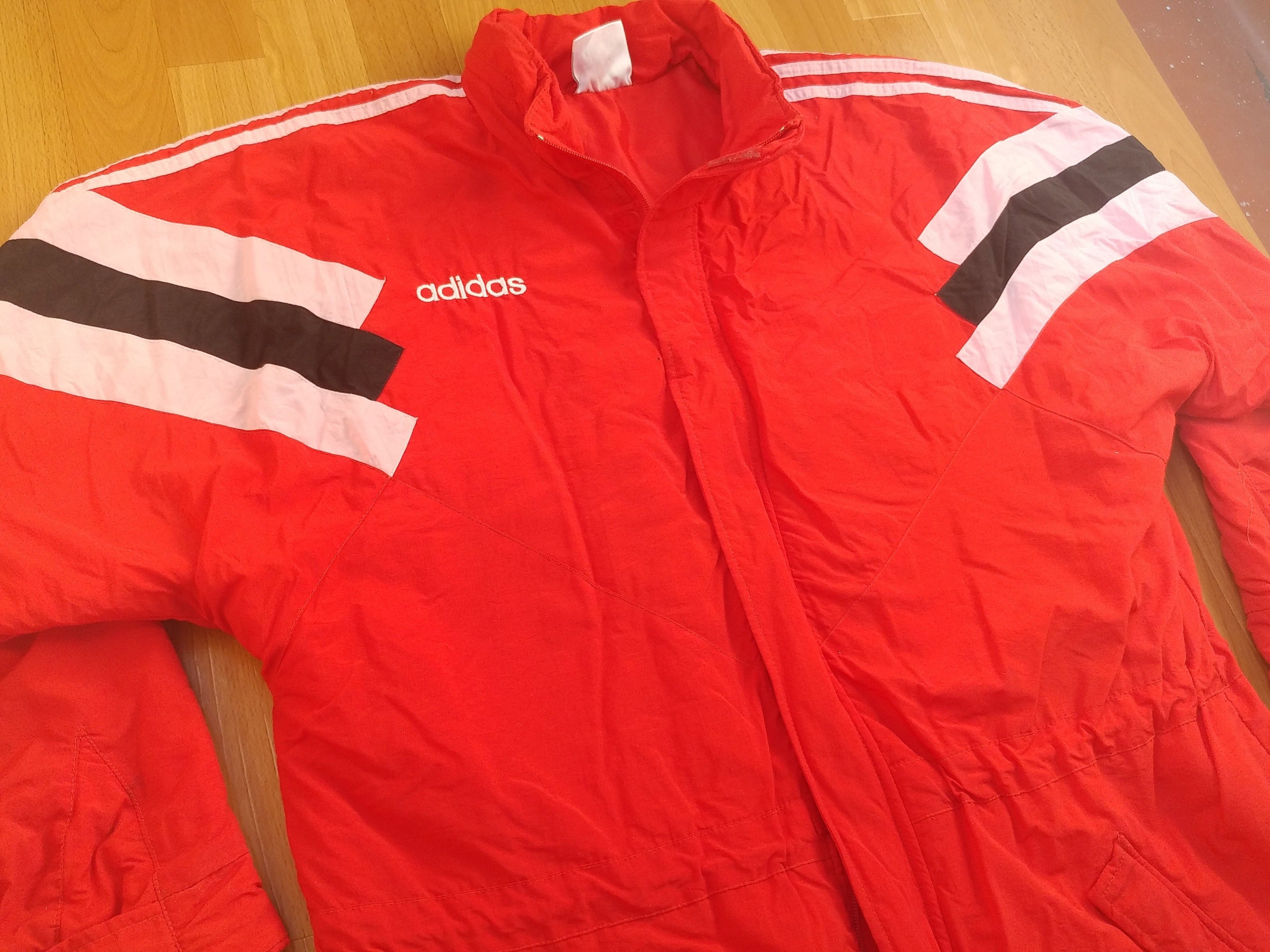 Adidas × Vintage ADIDAS jacket, red vintage hip hop 90s windbreaker size L Size US L / EU 52-54 / 3 - 6 Thumbnail