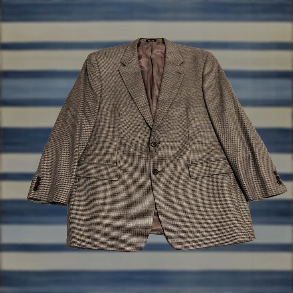 Ralph Lauren Ralph Lauren Blazer Shirt? Actually: Ralph Lauren Houndstooth Gray Plaid Blazer Jacket Silk Wool Mens 44R Size 44R - 1 Thumbnail