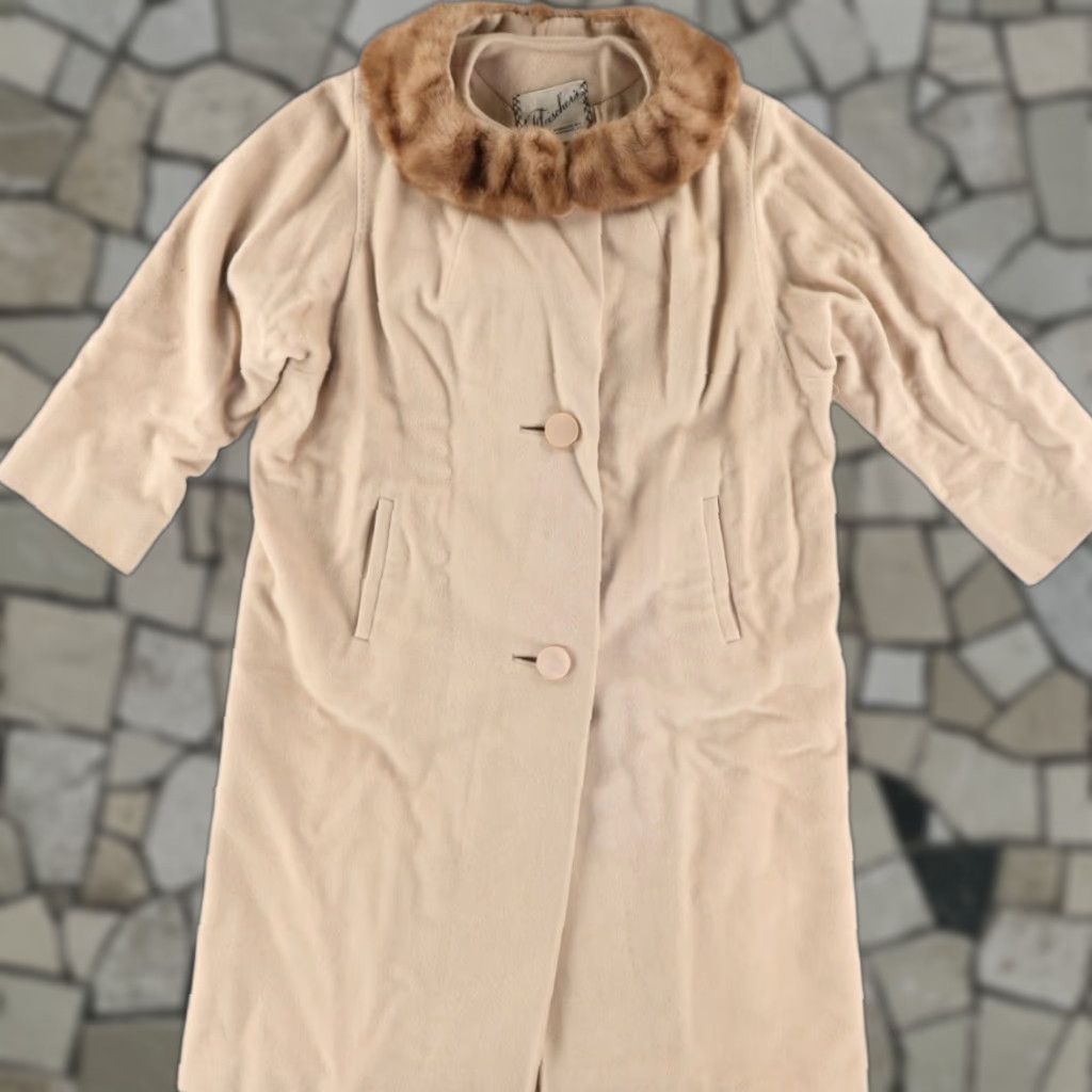 Vintage VINTAGE JJ O'Donnell Mink Collar Cashmere Coat Wheat Women's M Jacket Shirt Size M / US 6-8 / IT 42-44 - 1 Thumbnail
