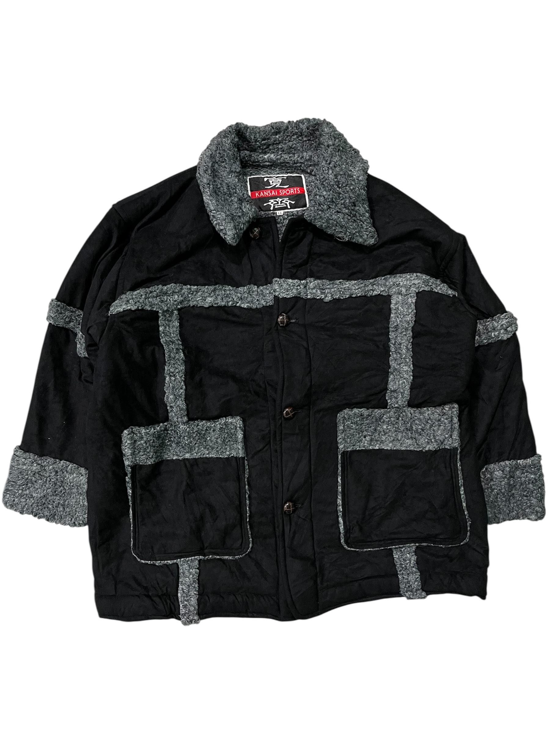 Kansai Yamamoto 90's Kansai Yamamoto Sports Black overcoat Sherpa Waxed Size US XL / EU 56 / 4 - 2 Thumbnail