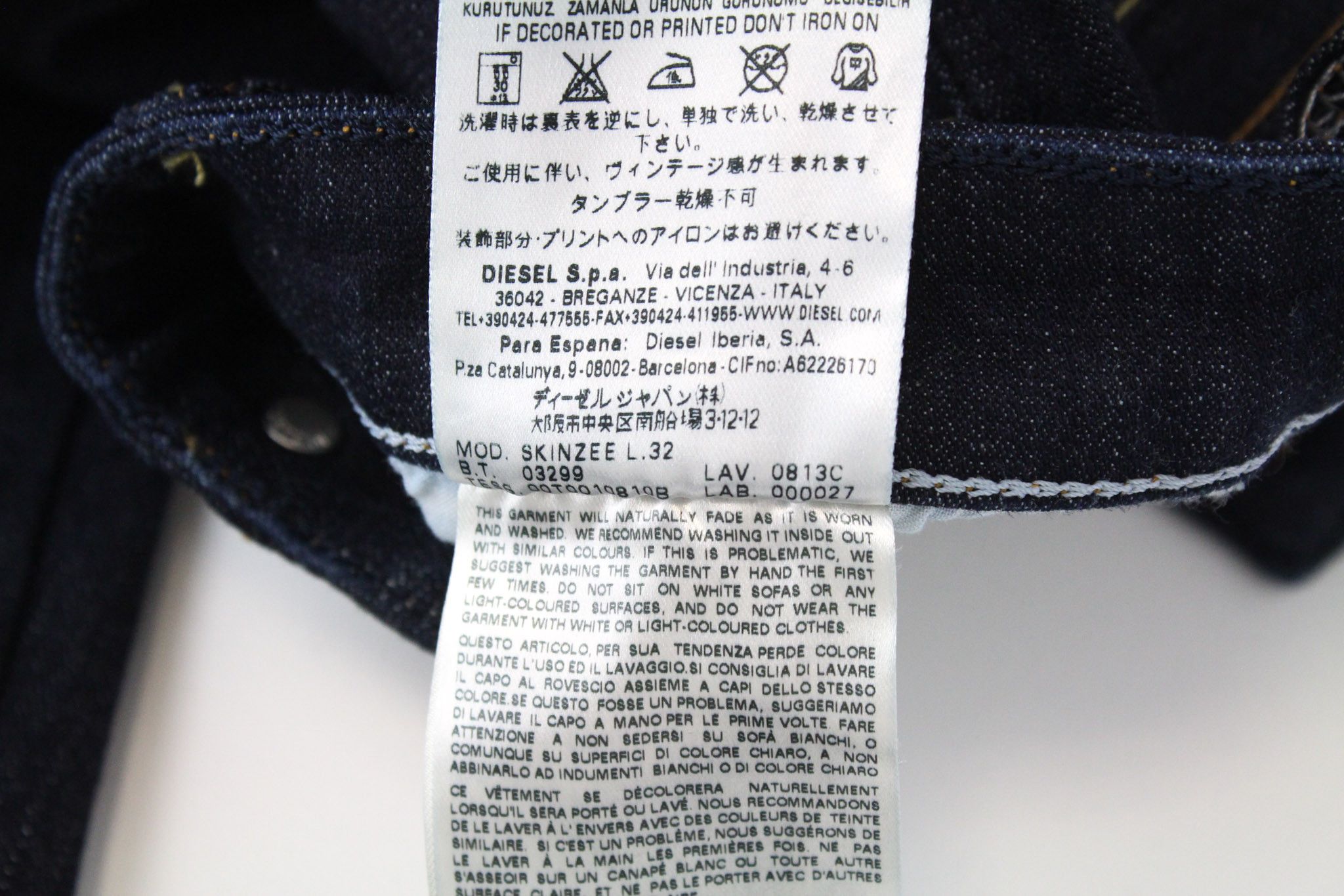 Diesel SKINZEE 0813C W23/L32 Blue Stretch Jeans 70468 Size 23" - 9 Thumbnail