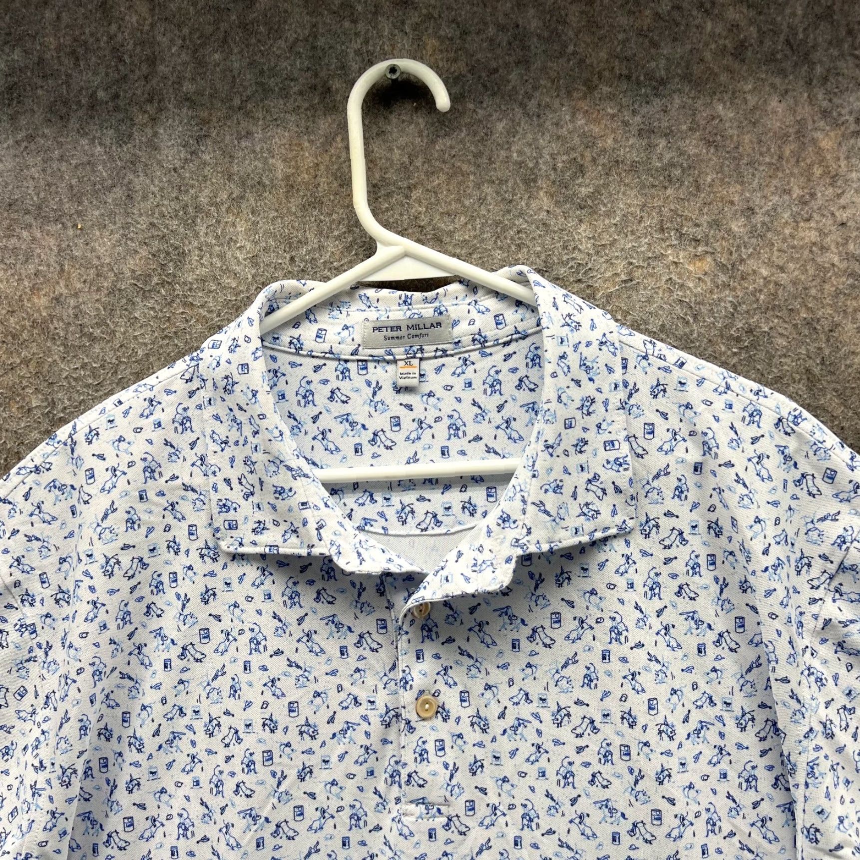 Peter Millar Peter Millar Polo Shirt Mens XL Blue Striped Short Sleeve Button-Up All Seasons Regular Fit Size US XL / EU 56 / 4 - 7 Thumbnail