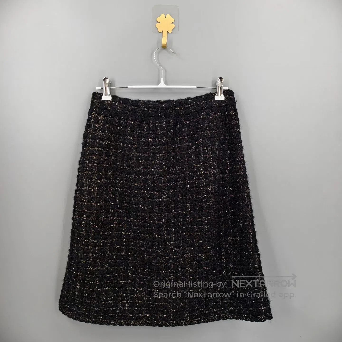 Chanel Chanel Black Little Black Dress Tweed Flower Gold Button H Size 35" - 2 Thumbnail