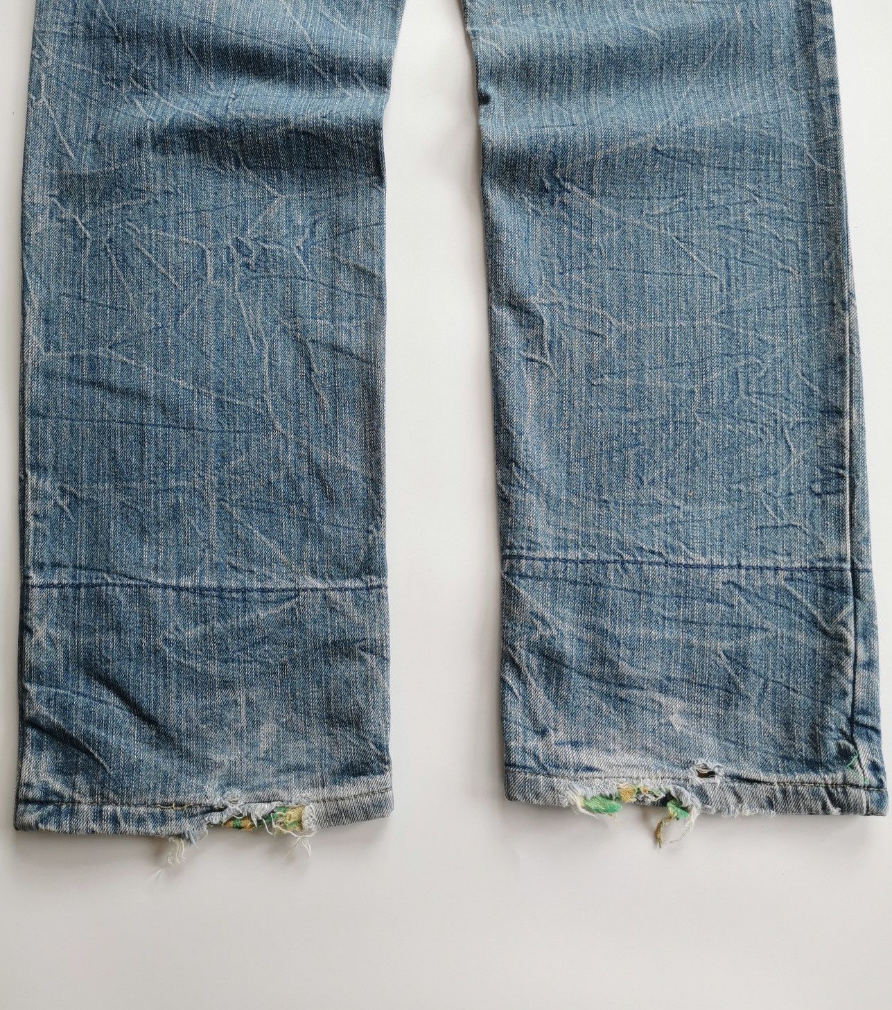 Japanese Brand Double Waist Patchwork Green Denim Jeans Size US 32 / EU 48 - 8 Thumbnail