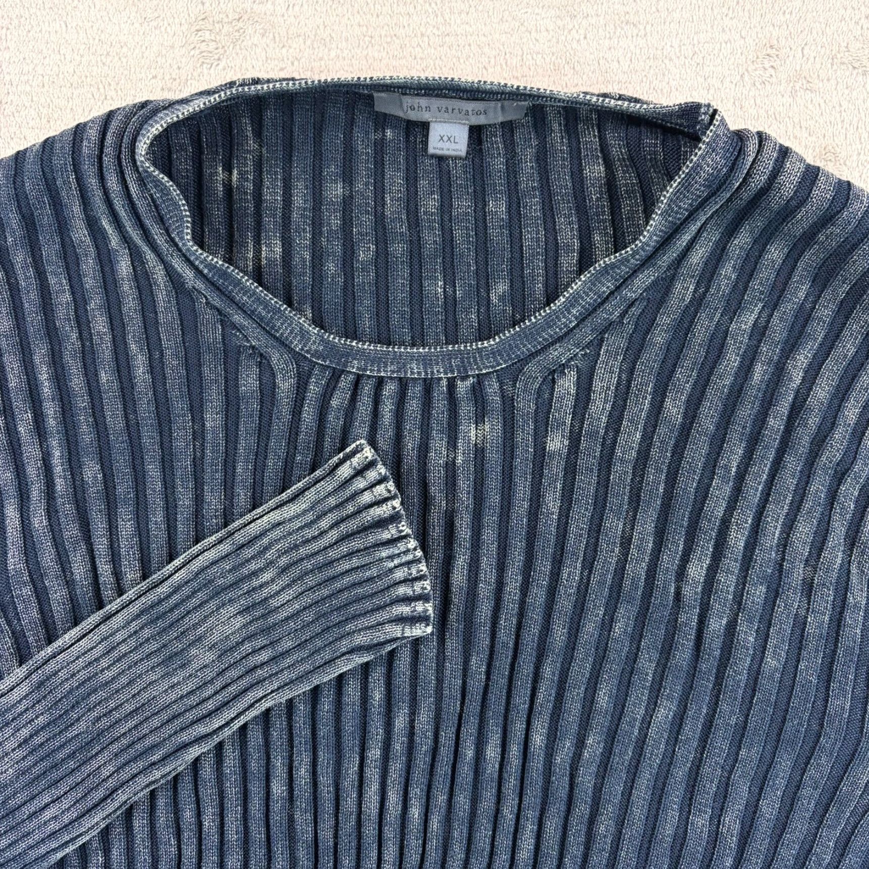 John Varvatos John Varvatos Bernard Ribbed Crew Sweater in Velvet Wash Men 2XL NWOT Size US XXL / EU 58 / 5 - 3 Thumbnail