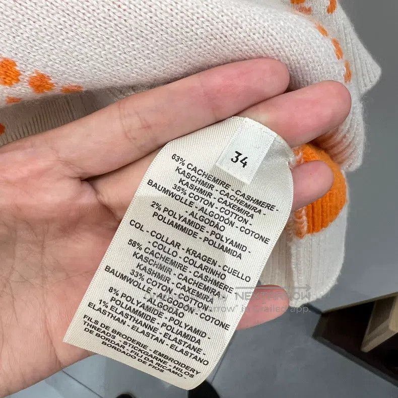 Hermes Hermes Orange and White Knit Cardigan Size XXS / US 00 / IT 34 - 4 Thumbnail