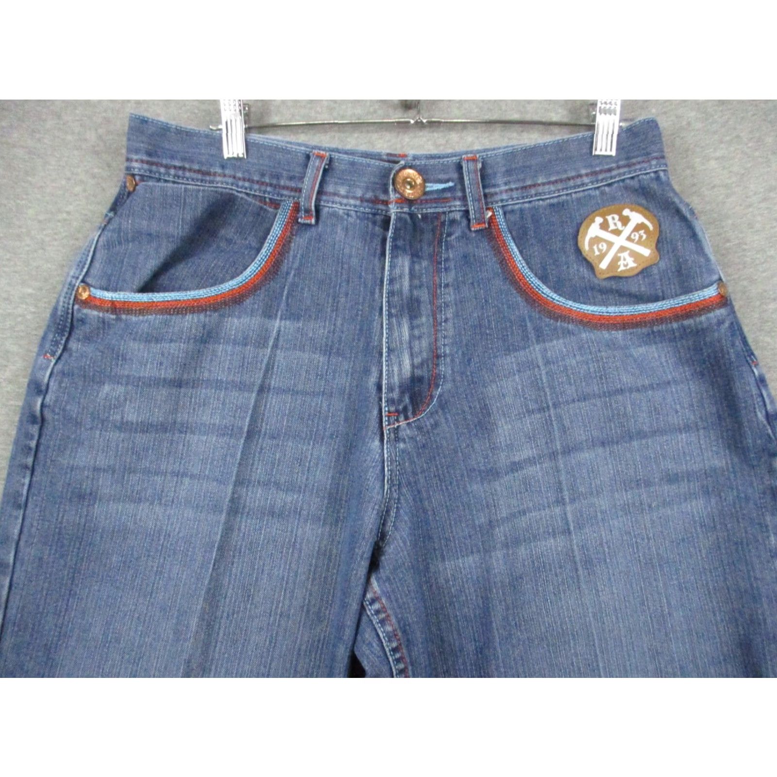 Vintage VINTAGE Red Ape Jeans 32x28 Men Blue Baggy Loose Jeans 90s Hip Hop Logo Grunge Urban-Style (Blue) Jeans Men, 90s, Logo, Baggy, Raw? Size US 32 / EU 48 - 3 Thumbnail