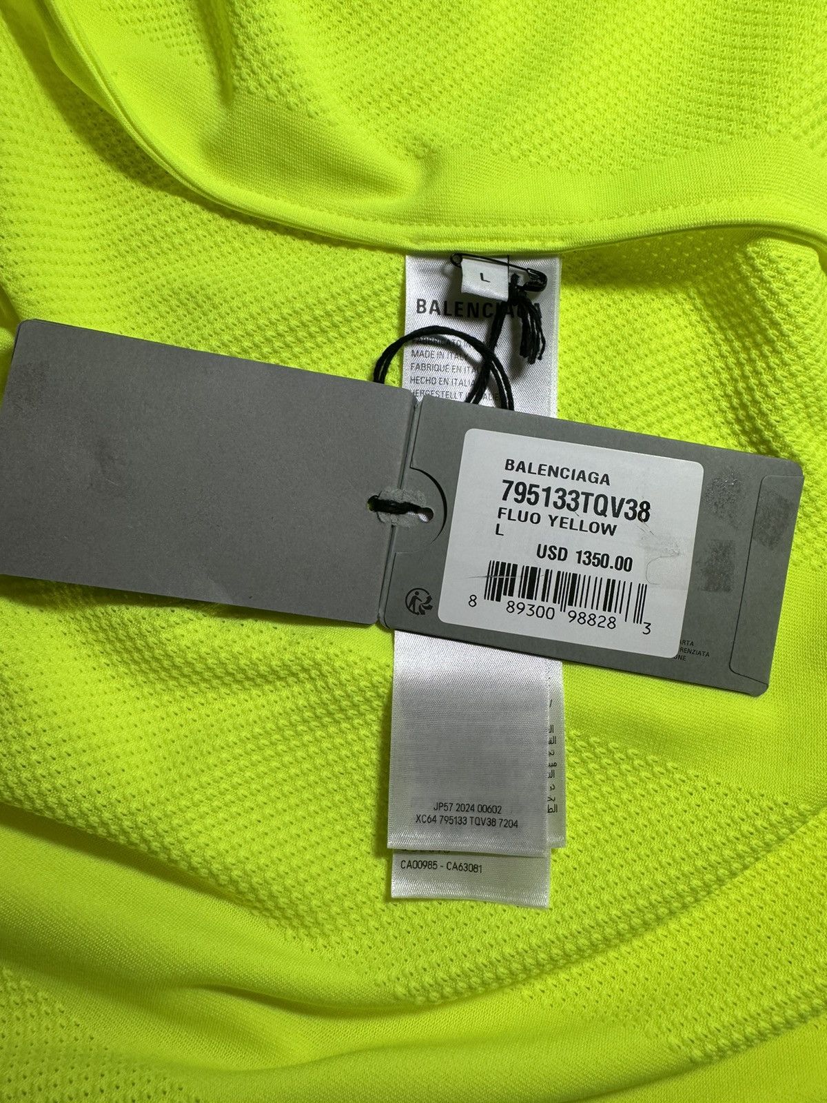 Balenciaga Balenciaga Fluo Yellow Striped Mesh Shirt Size L Size US L / EU 52-54 / 3 - 17 Thumbnail
