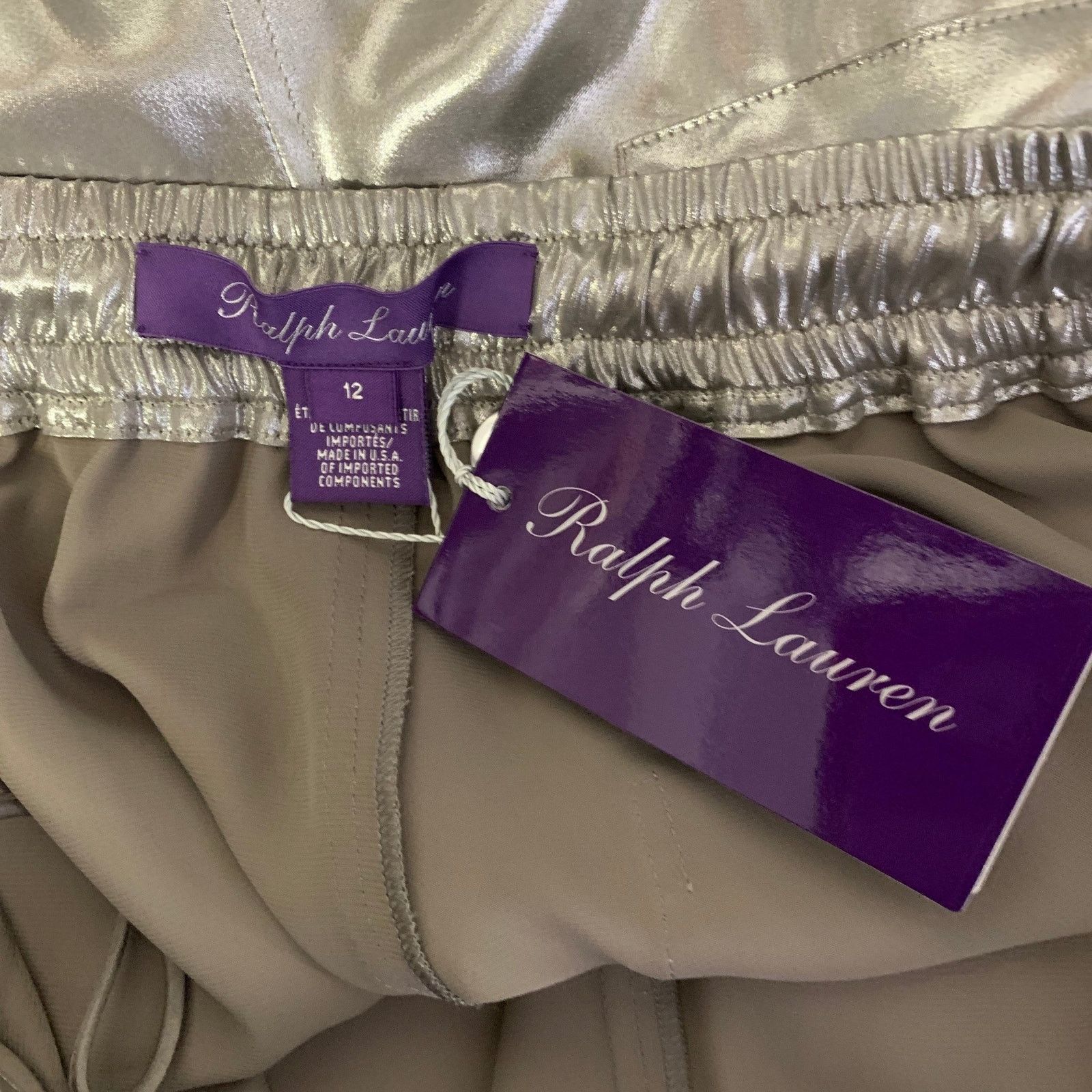 Ralph Lauren RALPH LAUREN Size L Silver Satin Joggers Casual Pants Size US 32 / EU 48 - 3 Thumbnail