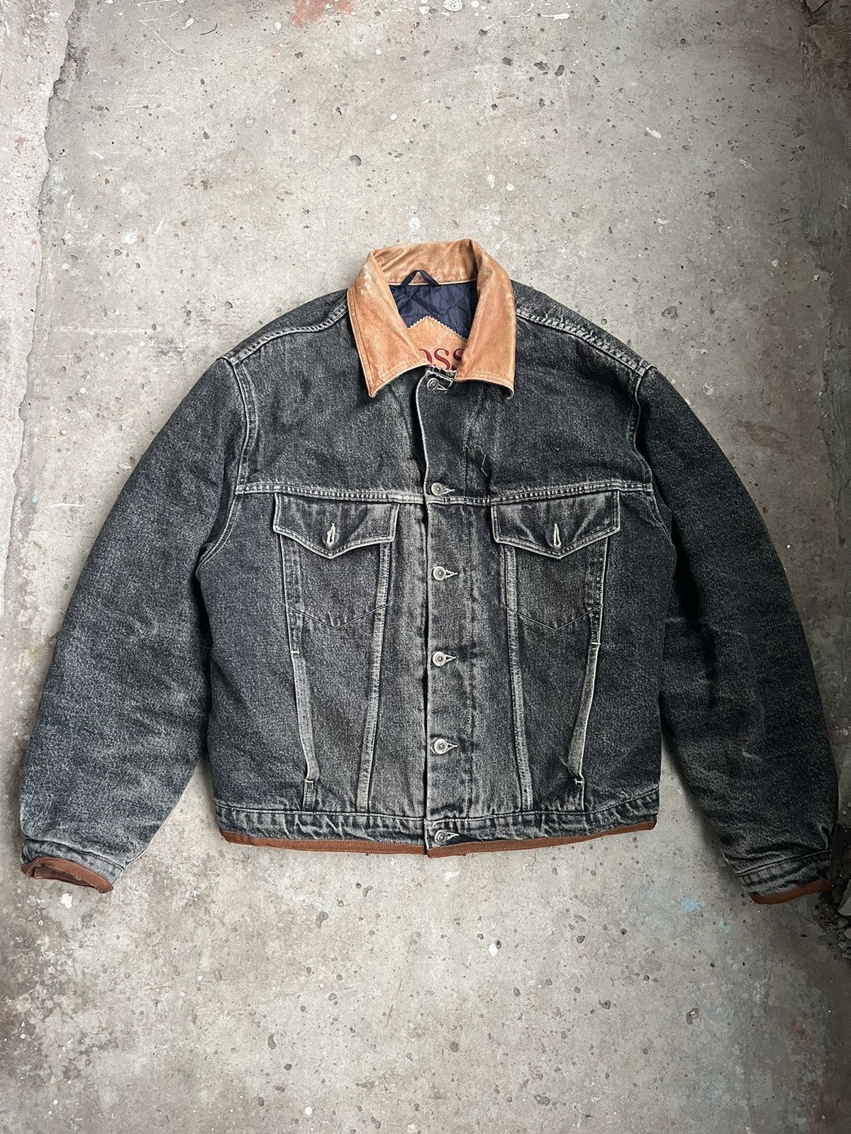 image of Vintage Military Hugo Boss Apache Denim Jacket 80's in Grey, Men's (Size Large)