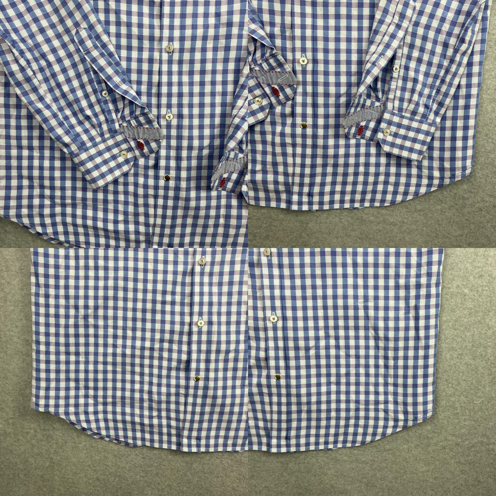 Robert Graham Robert Graham Shirt Mens 16 Blue Gingham Check Long Sleeve Button Front Cotton Dress Shirt Size US L / EU 52-54 / 3 - 8 Thumbnail