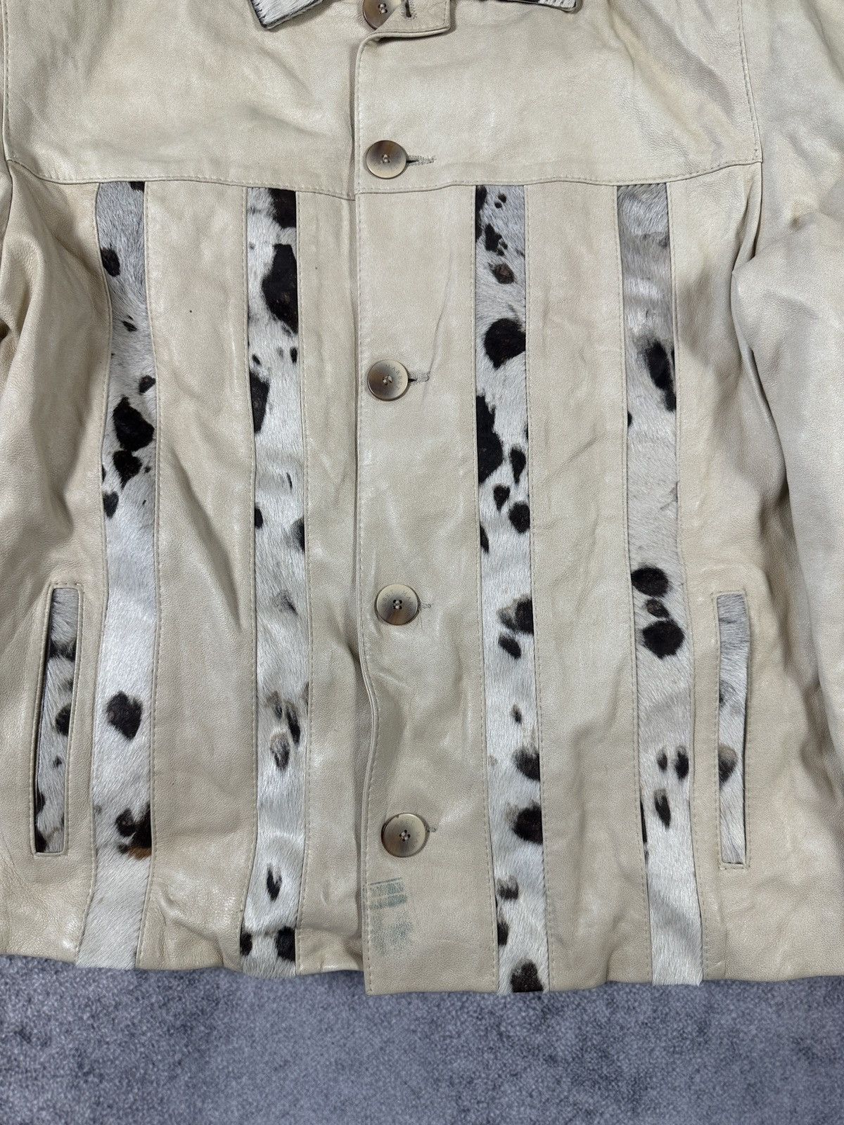 Vintage Y2K Vintage Leather Cow Fur Jacket Streetwear Very Rare 90s Size US XL / EU 56 / 4 - 2 Thumbnail