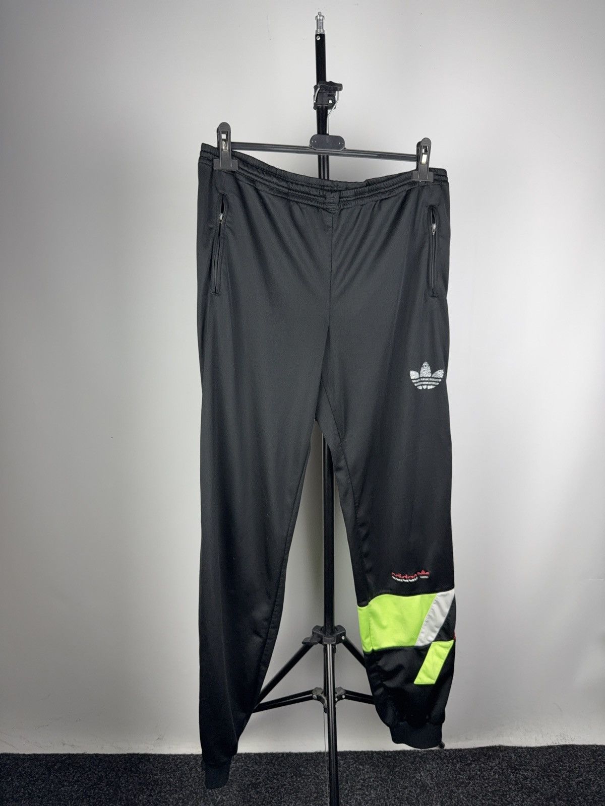 Adidas Vintage 90s Adidas Tracksuit Black Neon Trefoil Set Size US M / EU 48-50 / 2 - 14 Thumbnail
