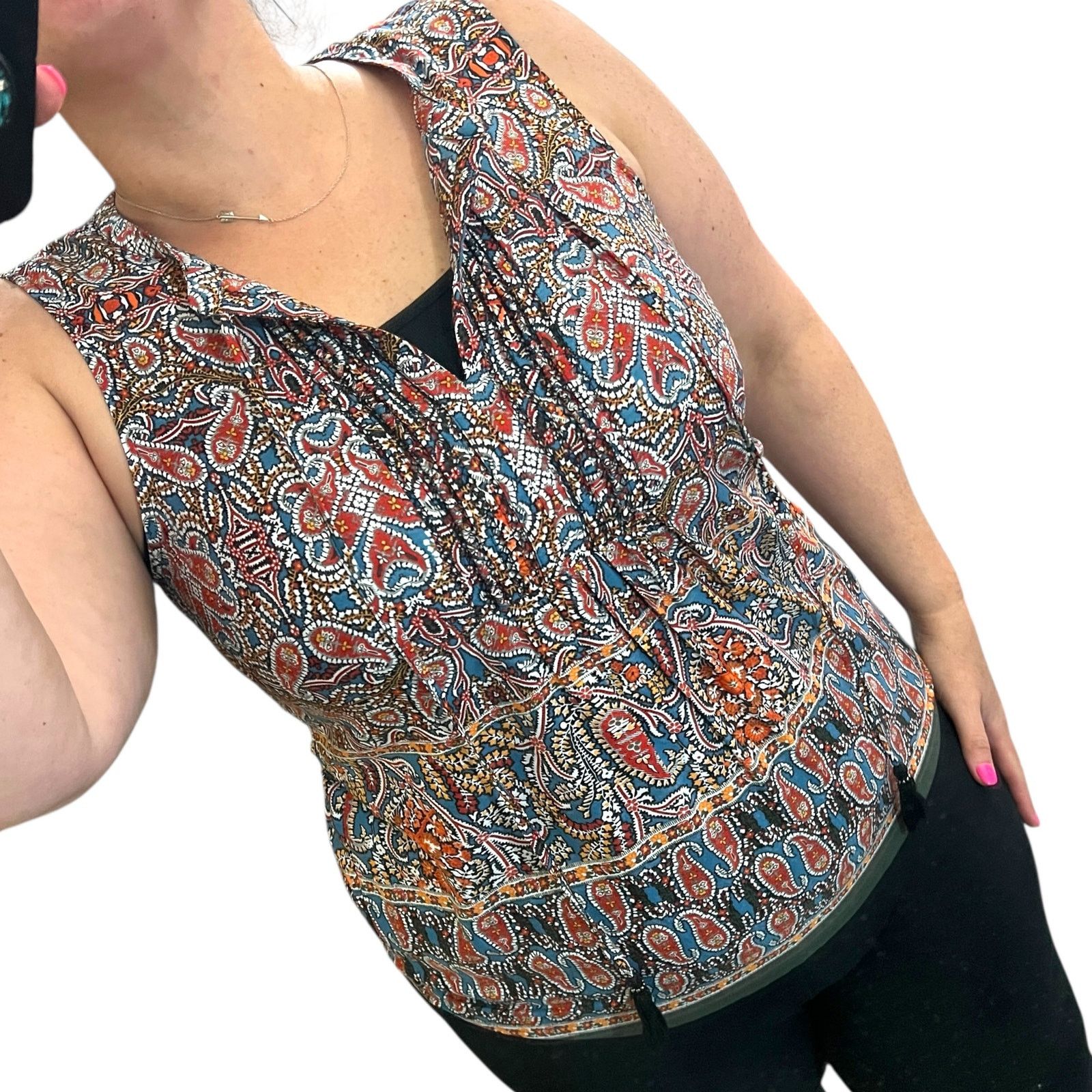 Other Marcelle Tie Neck Top Stitch Fix Daniel Rainn Keyhole Blouse Size M / US 6-8 / IT 42-44 - 2 Thumbnail