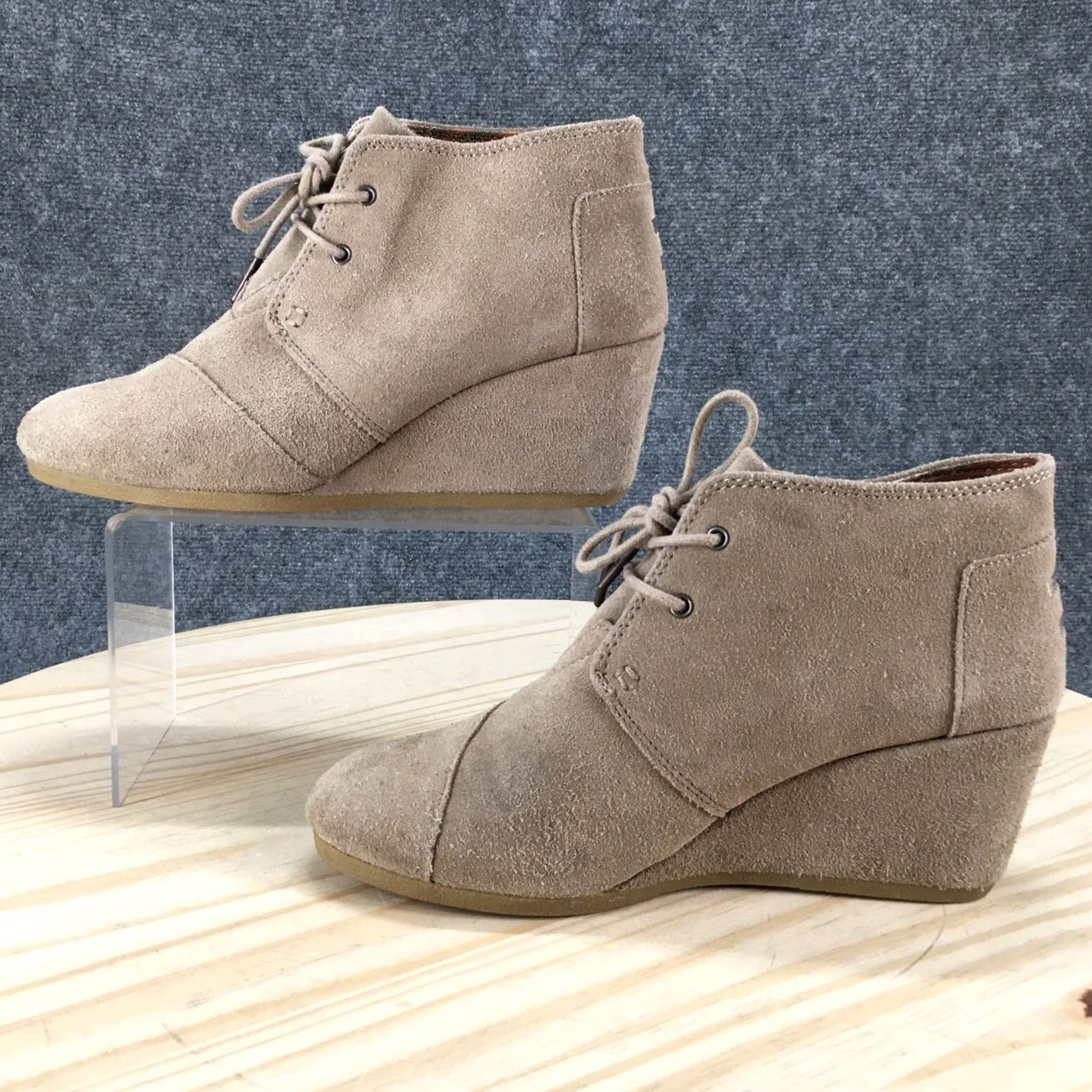 Toms TOMS Boots Womens 9 Desert Chukka Beige Wedge Heel Lace Up Casual Low Top 300415 Size M / US 6-8 / IT 42-44 - 2 Thumbnail