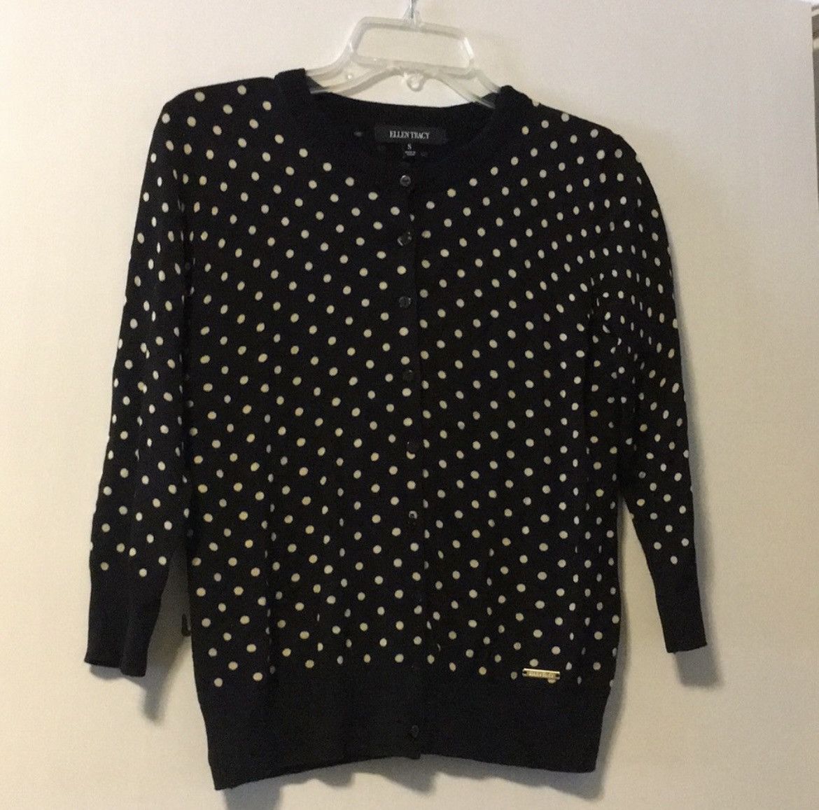 Ellen Tracy Ellen Tracy Black and White Polka Dot Sweater Size S / US 4 / IT 40 - 1 Thumbnail