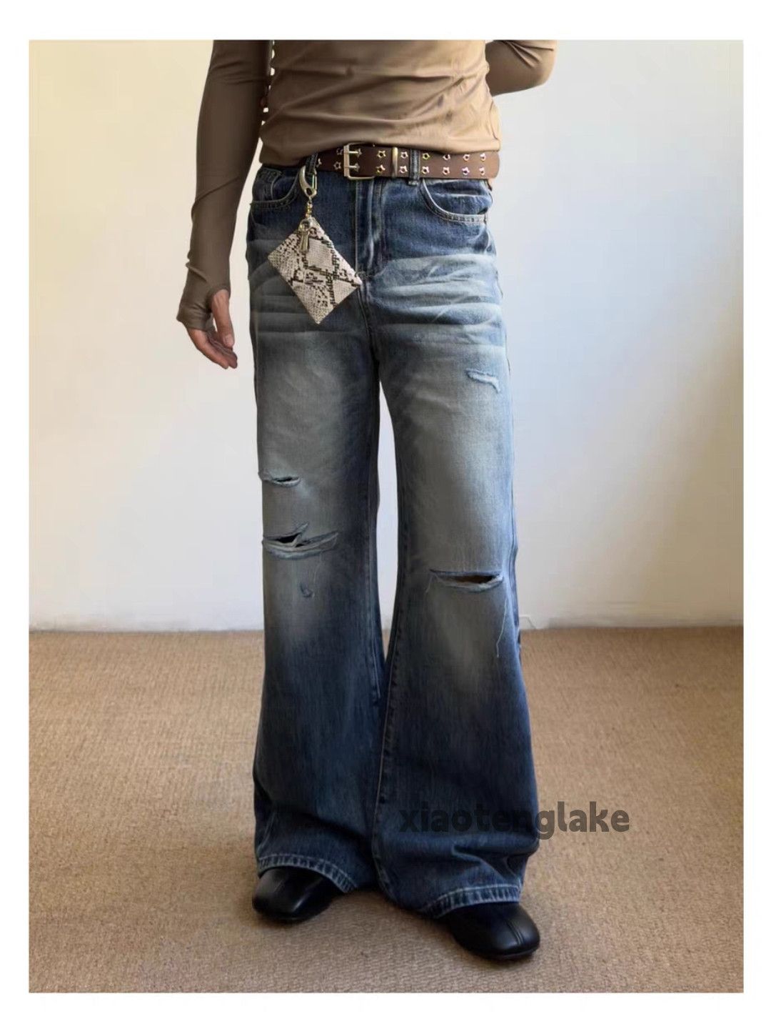 Jean Custom ripped damaged Louisvuitton offwhite style jeans Size US 28 / EU 44 - 3 Thumbnail