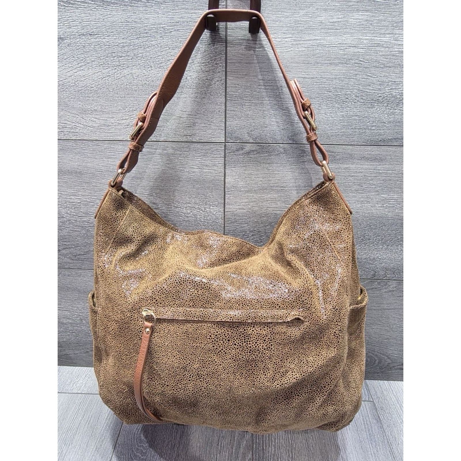 & Other Stories Sorial Sammy Snake Embossed Brown Leather Hobo Bag A000642 Size ONE SIZE - 12 Thumbnail