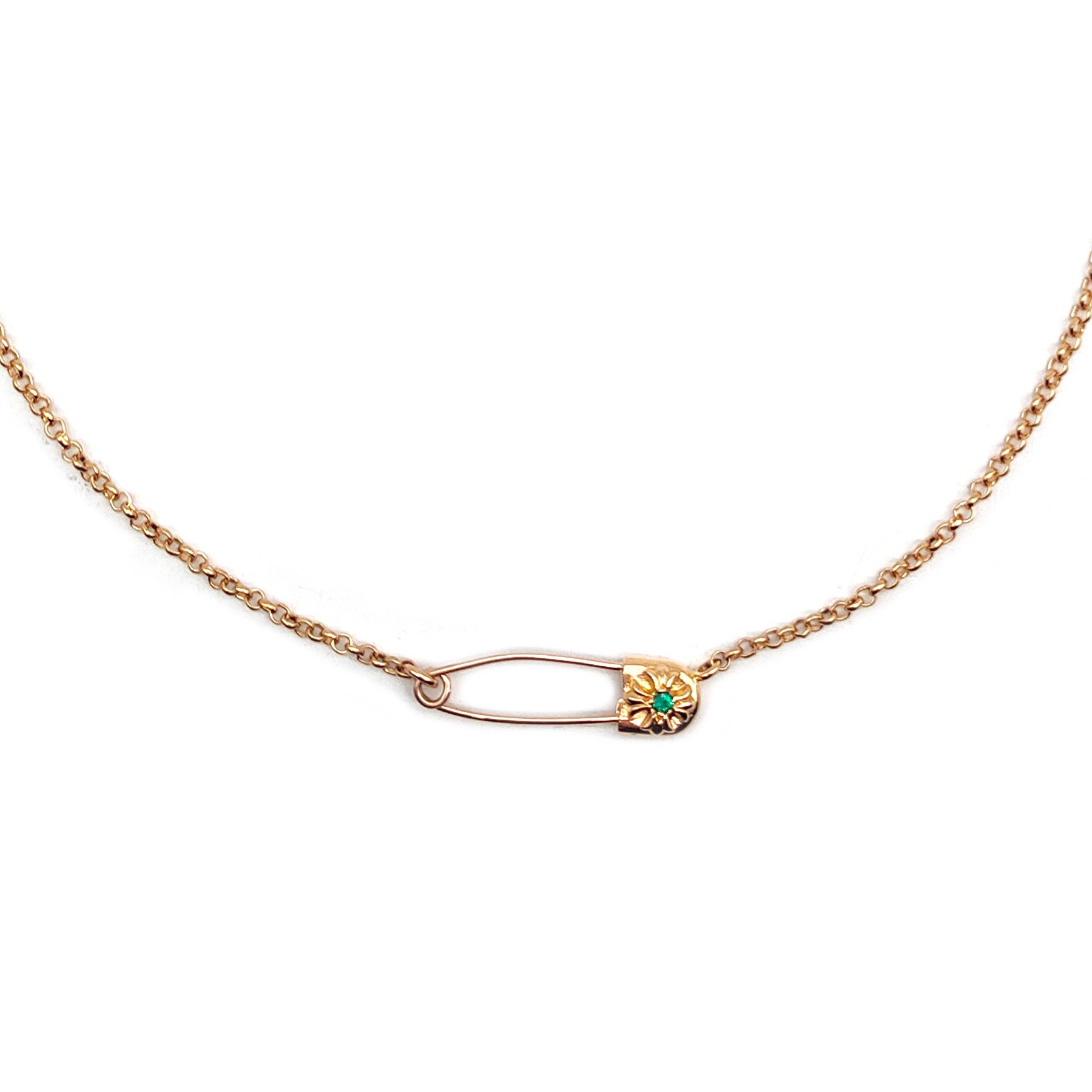 Chrome Hearts Chrome Hearts 22k Gold Emerald Pin Roll Chain Necklace Size ONE SIZE - 3 Thumbnail