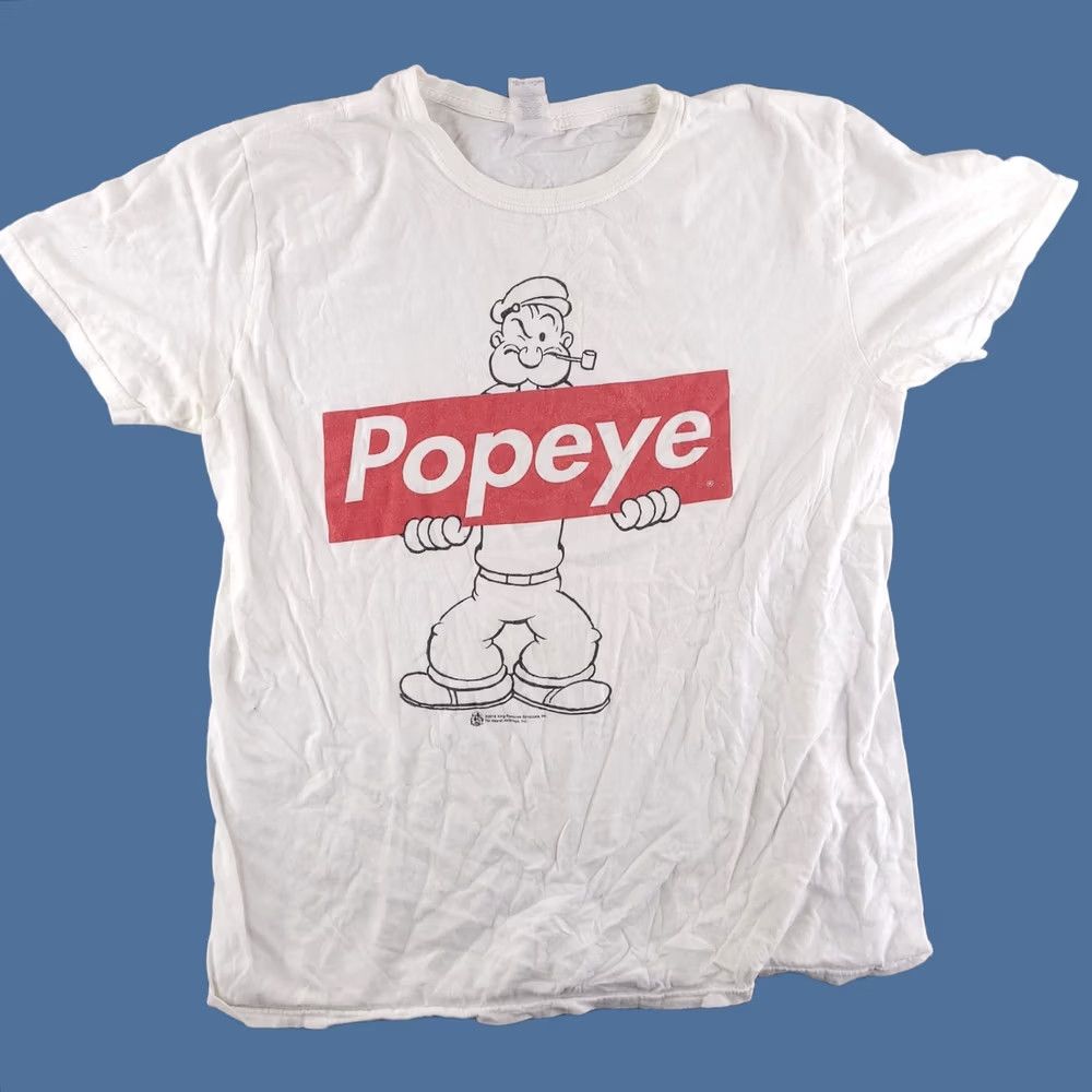 Gildan Popeye the Sailor Man Box Logo Shirt Mens Large Gildan White Short Sleeve Tee Size US L / EU 52-54 / 3 - 1 Thumbnail