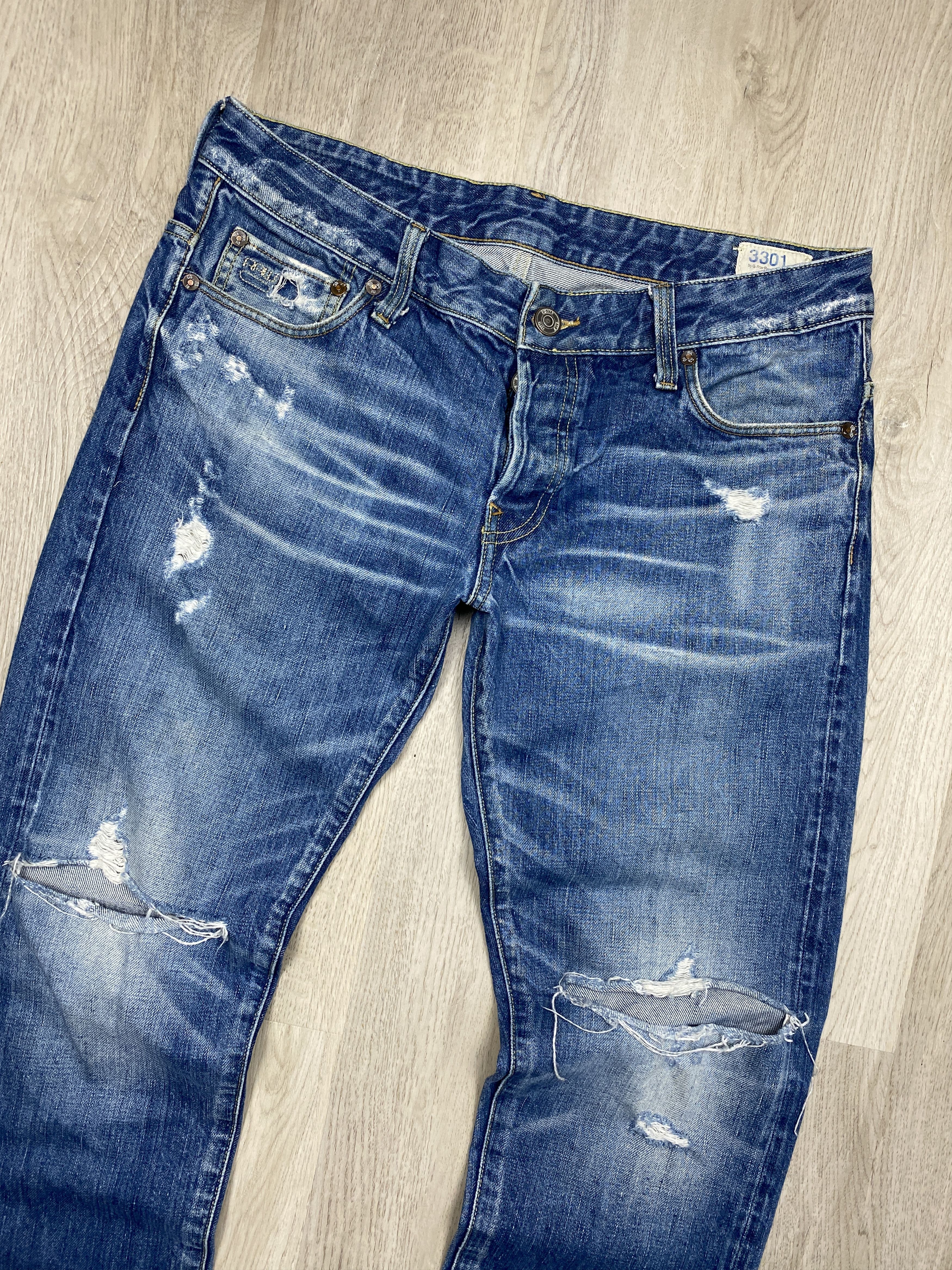 G-Star G Star Raw Mens Low Tapered Distressed Denim Pants Jeans Size US 33 - 2 Thumbnail