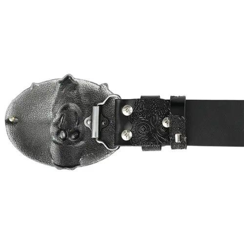 Japanese Brand × Vintage Skull Embossed Split Leather Belt Size ONE SIZE - 4 Thumbnail