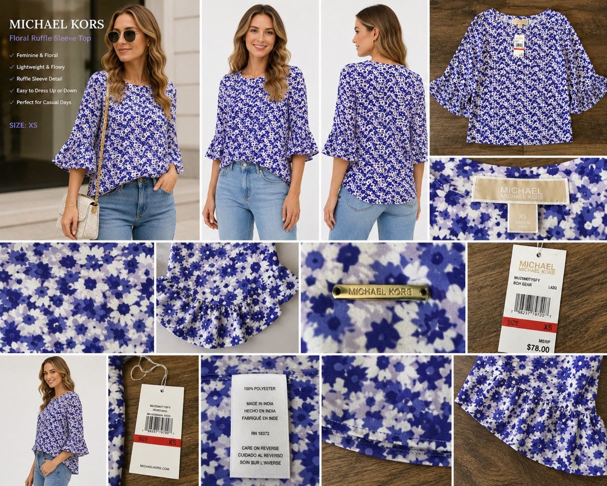 Michael Kors Michael Kors Floral Ruffle Sleeve Top Size XS / US 0-2 / IT 36-38 - 2 Thumbnail