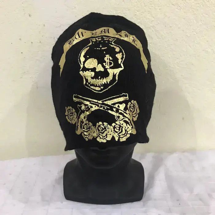 Vintage Japanese Brand BTX Skulls Overprint Beanie Hat Size ONE SIZE - 2 Thumbnail
