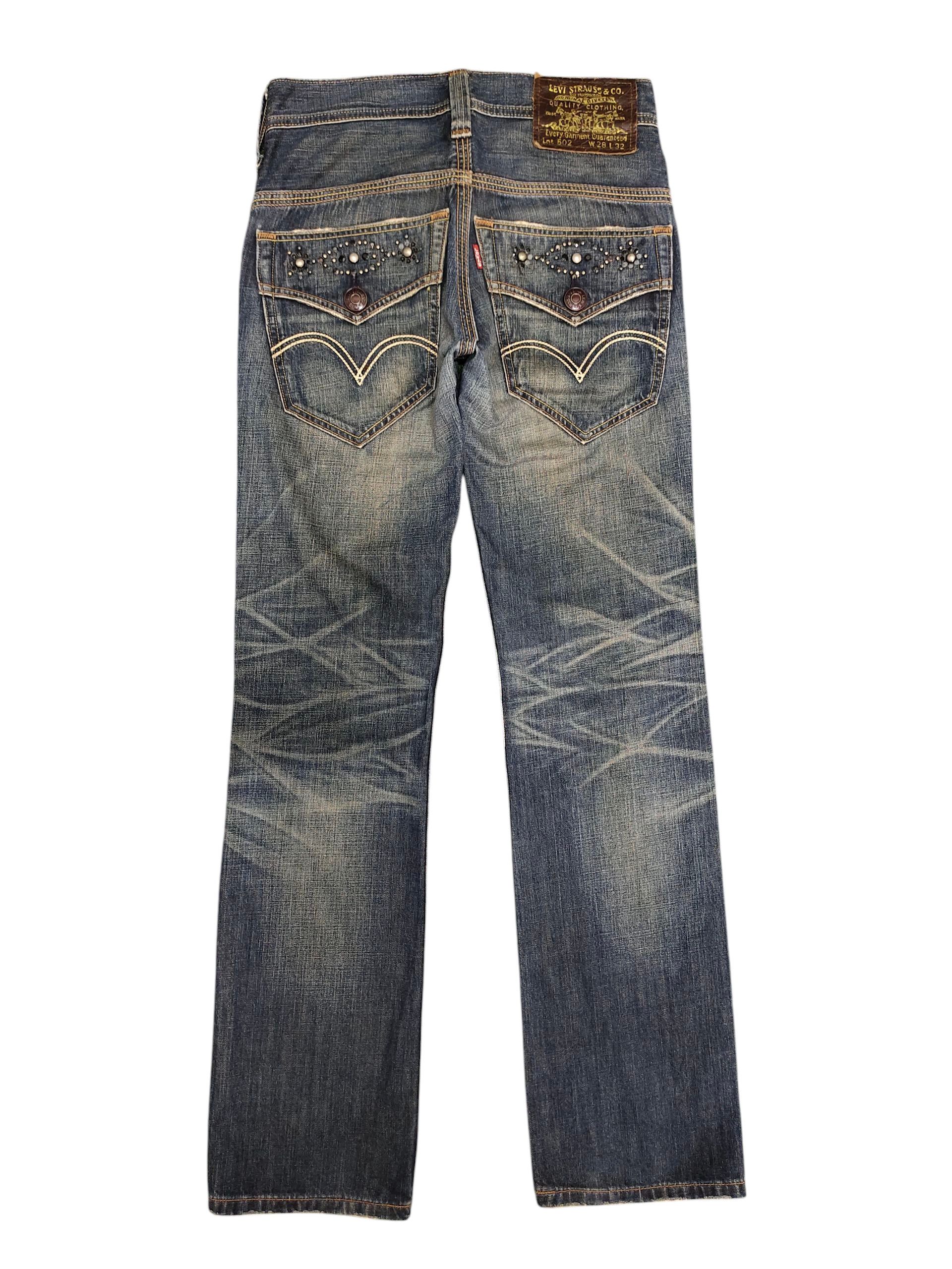 Vintage Levis 502 Studded Clawmark Distress Faded Jeans