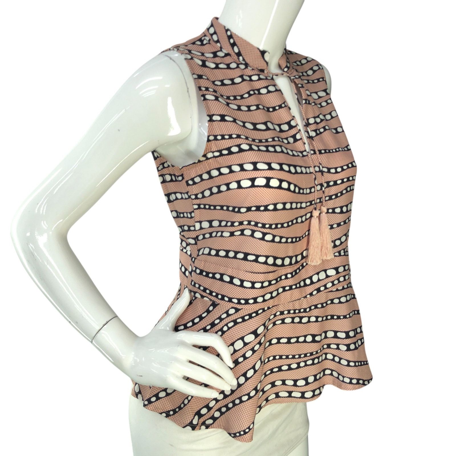 Marie Oliver Marie Oliver Size S Top Sleeveless Tassled Peplum Silk Pink Size S / US 4 / IT 40 - 10 Thumbnail