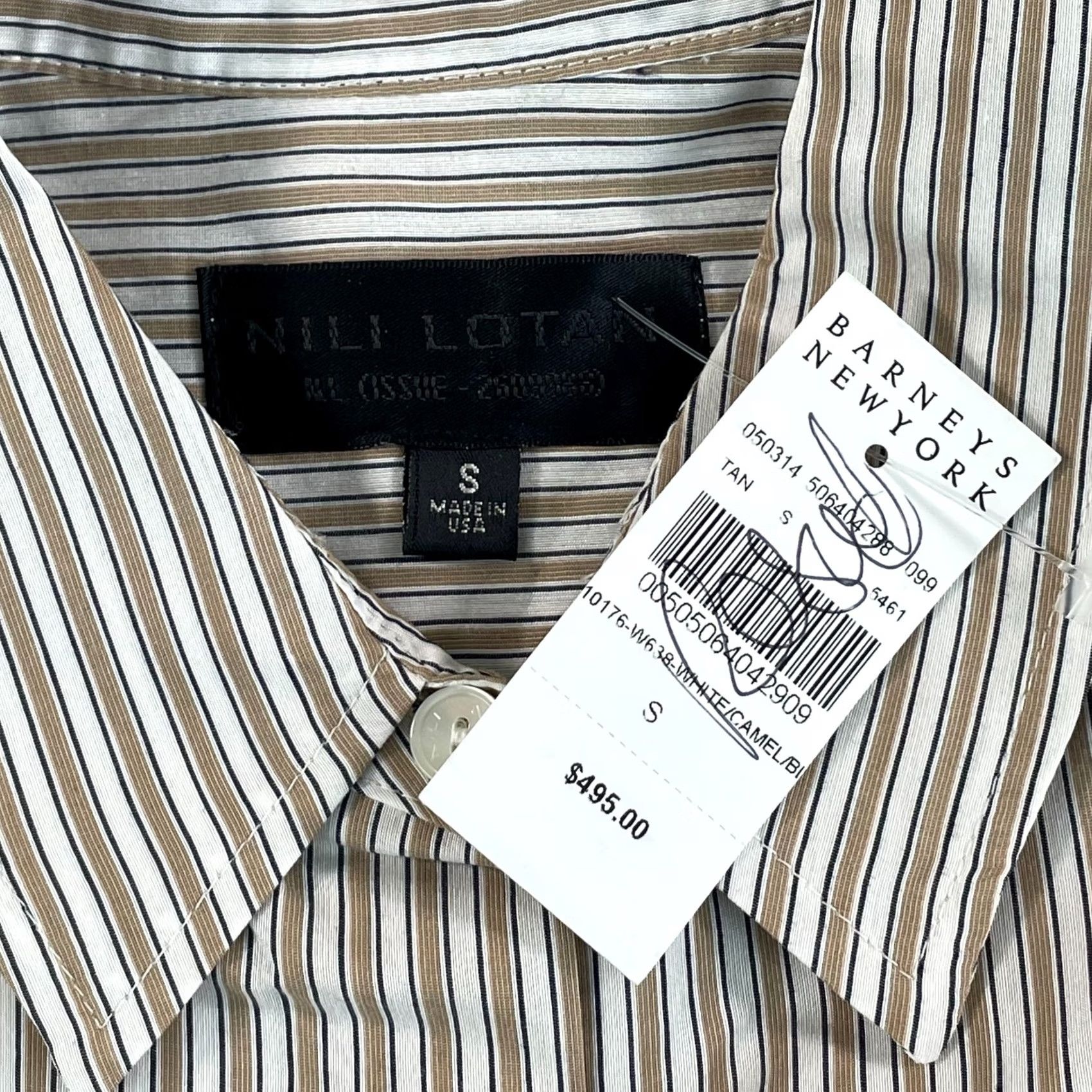 Nili Lotan Nili Lotan Shirt Women Small Silk Blend Oversized Button-Up White Camel Shirt Size S / US 4 / IT 40 - 2 Thumbnail