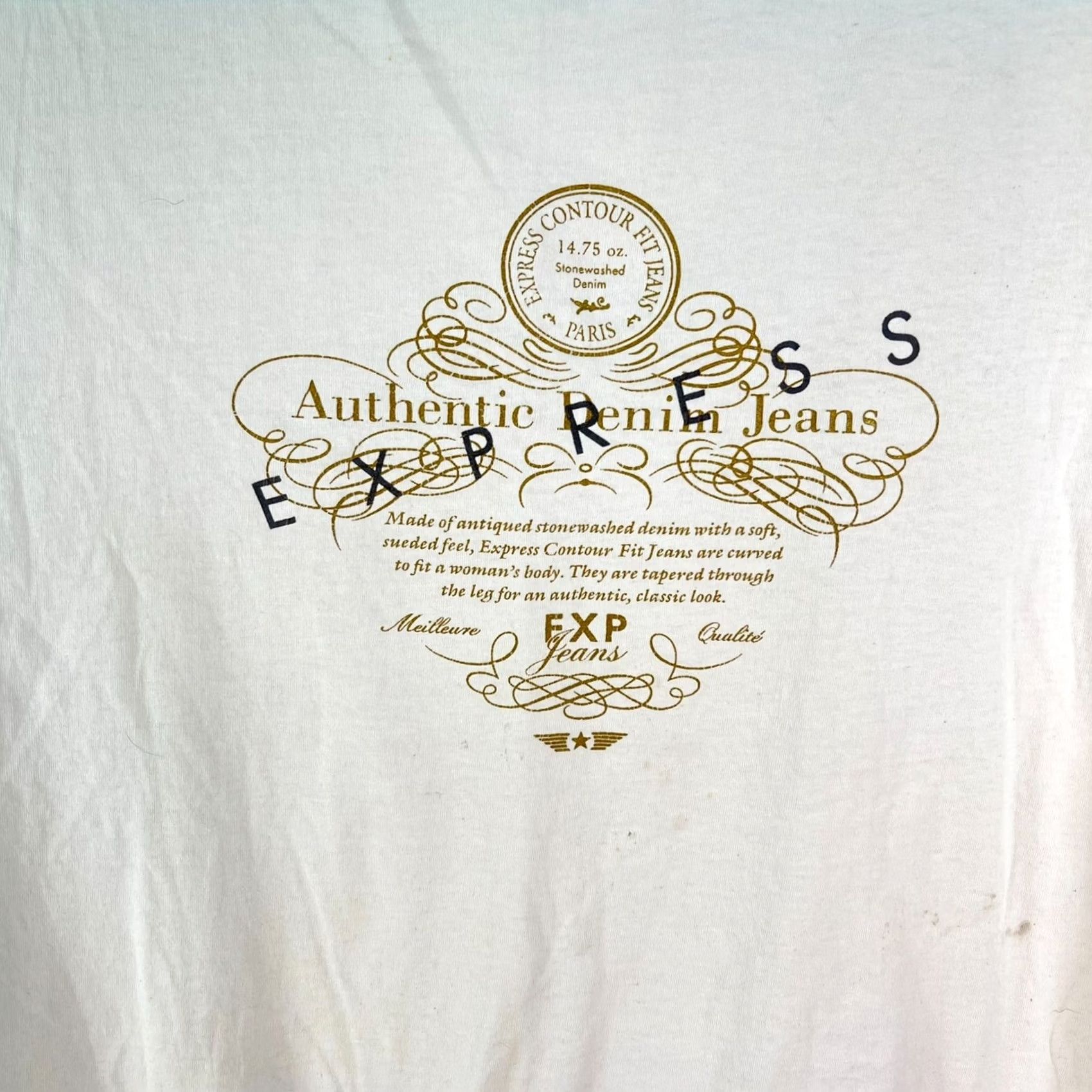 Express Express Womens Graphic White T-Shirt One Size XL Size ONE SIZE - 2 Thumbnail