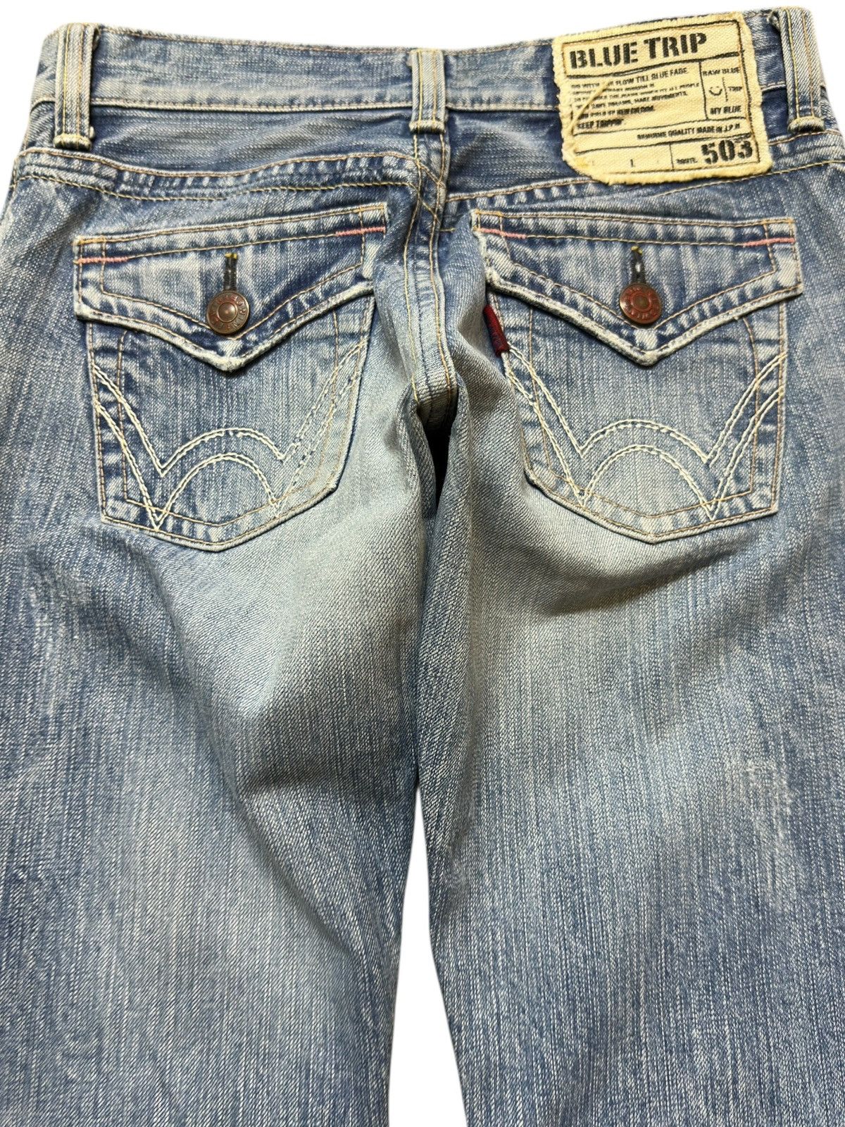 Edwin Vintage Edwin 503 Flare Faded Grunge Distressed Denim Size US 29 - 6 Thumbnail
